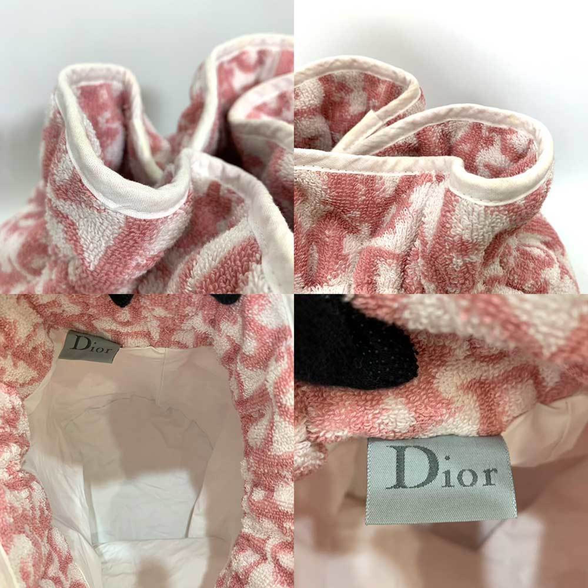 CHRISTIAN DIOR Bag Type Pouch in Pink x White Trotter Ladies Pile Towel Canvas ChristianDior