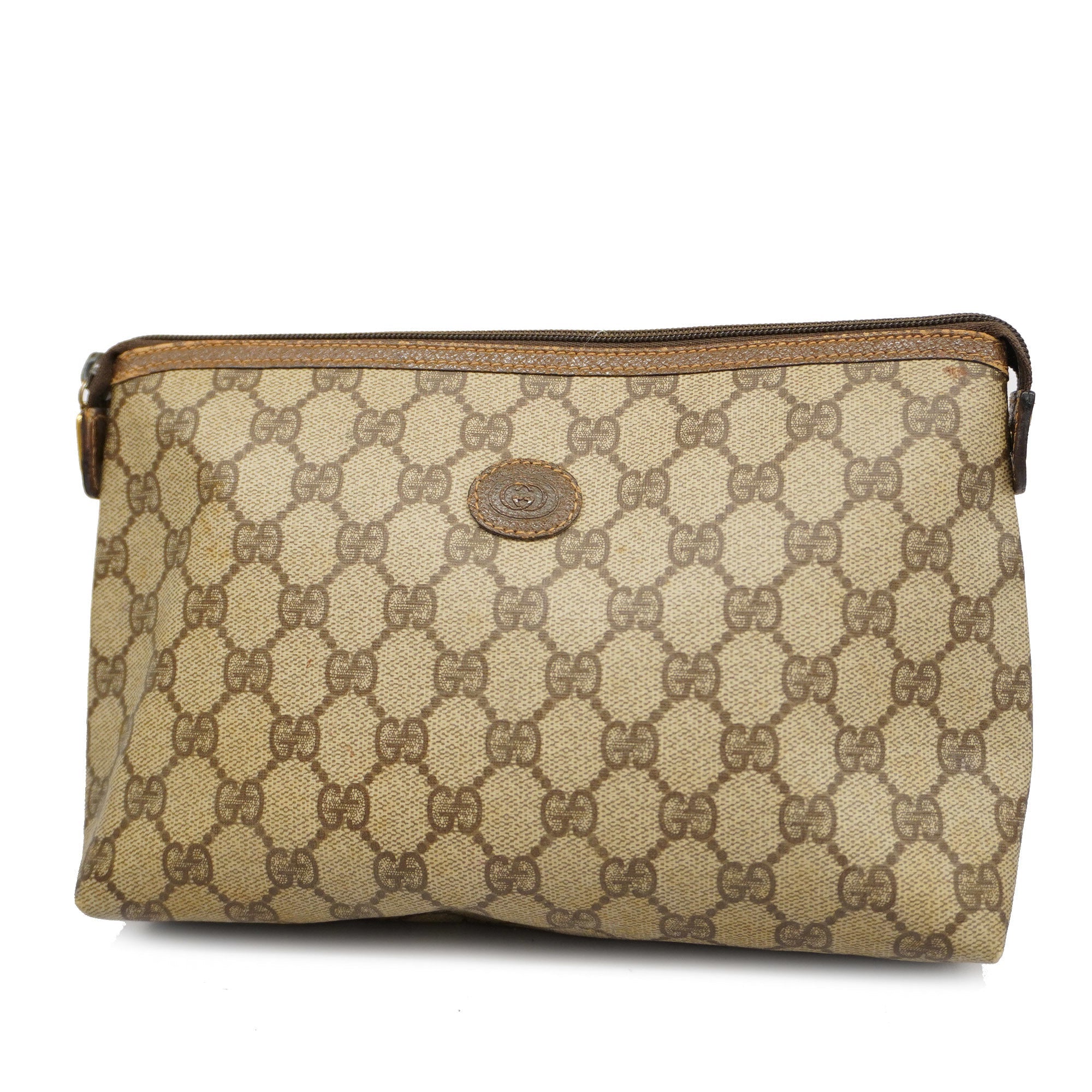 GUCCI  156 01 045 Women's GG Supreme Clutch Bag Beige