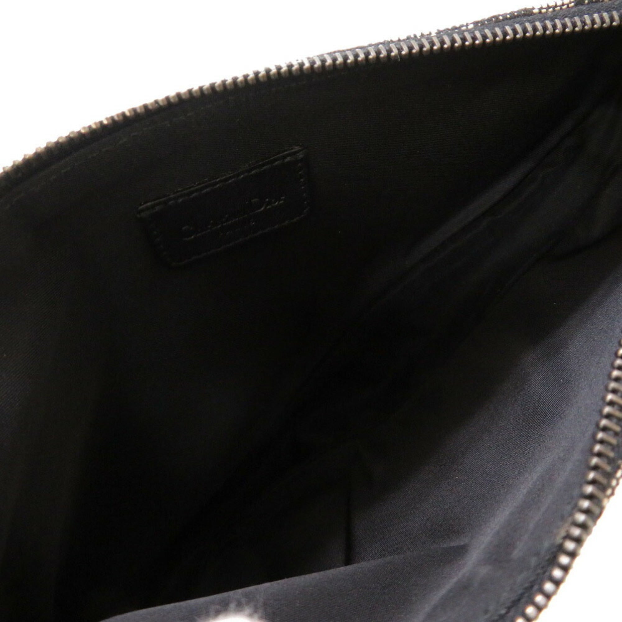 CHRISTIAN DIOR Saddle Pouch Trotter Canvas Black Handbag