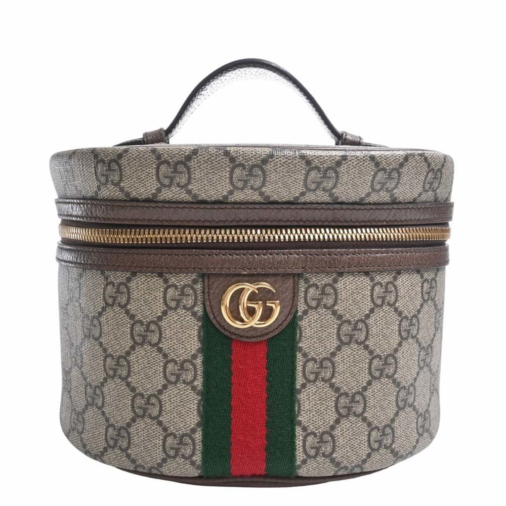 GUCCI Ophidia GG Supreme Tick Case Vanity Bag 611001 Beige Brown Women's