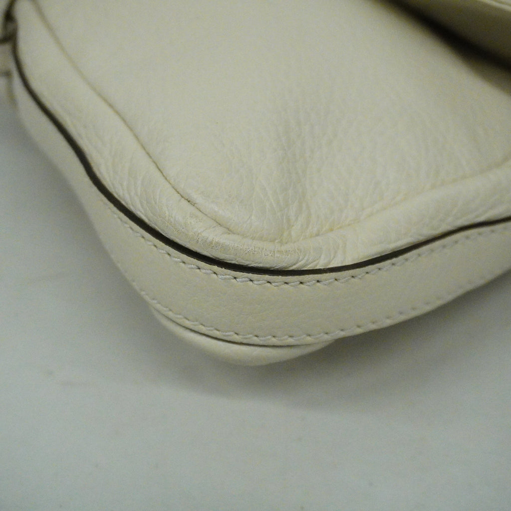 Gucci  Bamboo 235320 Women's Leather Shoulder Bag Ivory