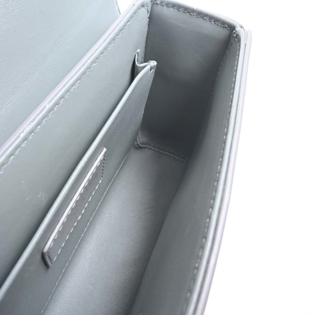 CHRISTIAN DIOR Leather 30 Montaigne Box Bag Shoulder Gray Women's