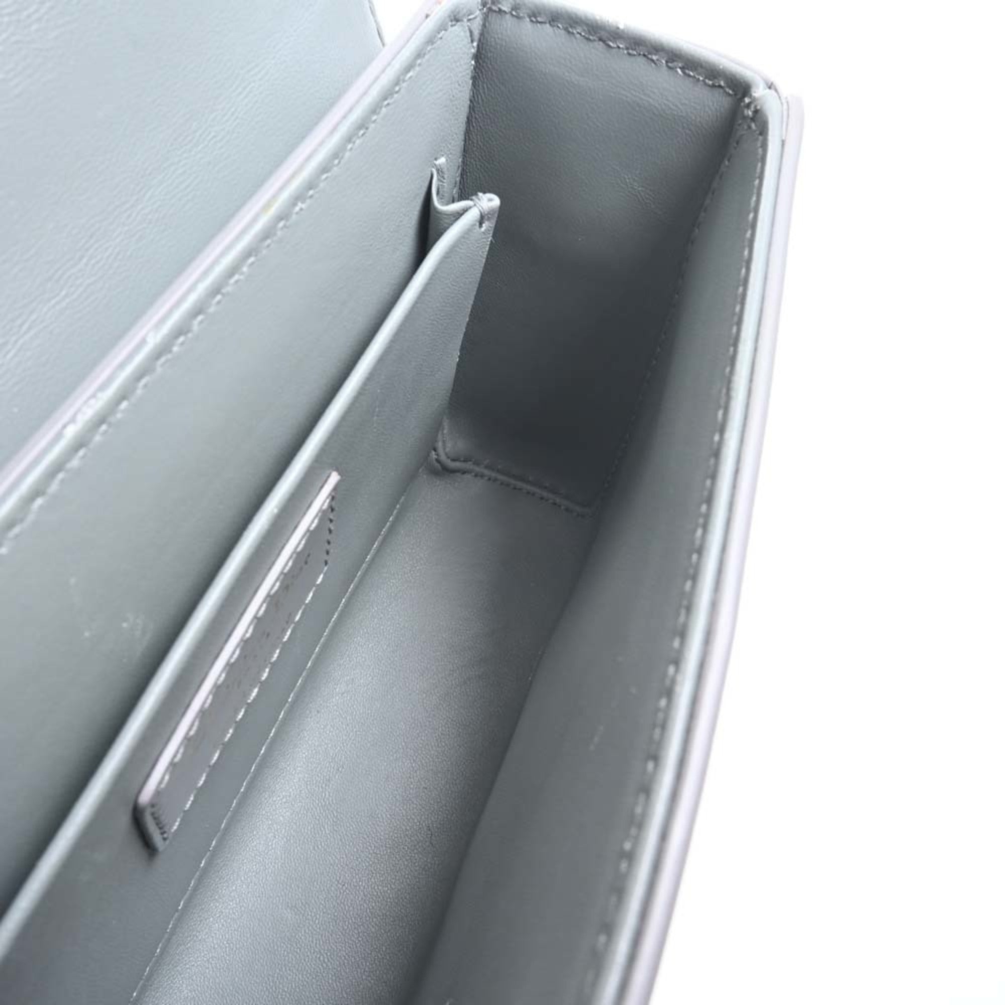 CHRISTIAN DIOR Leather 30 Montaigne Box Bag Shoulder Gray Women's