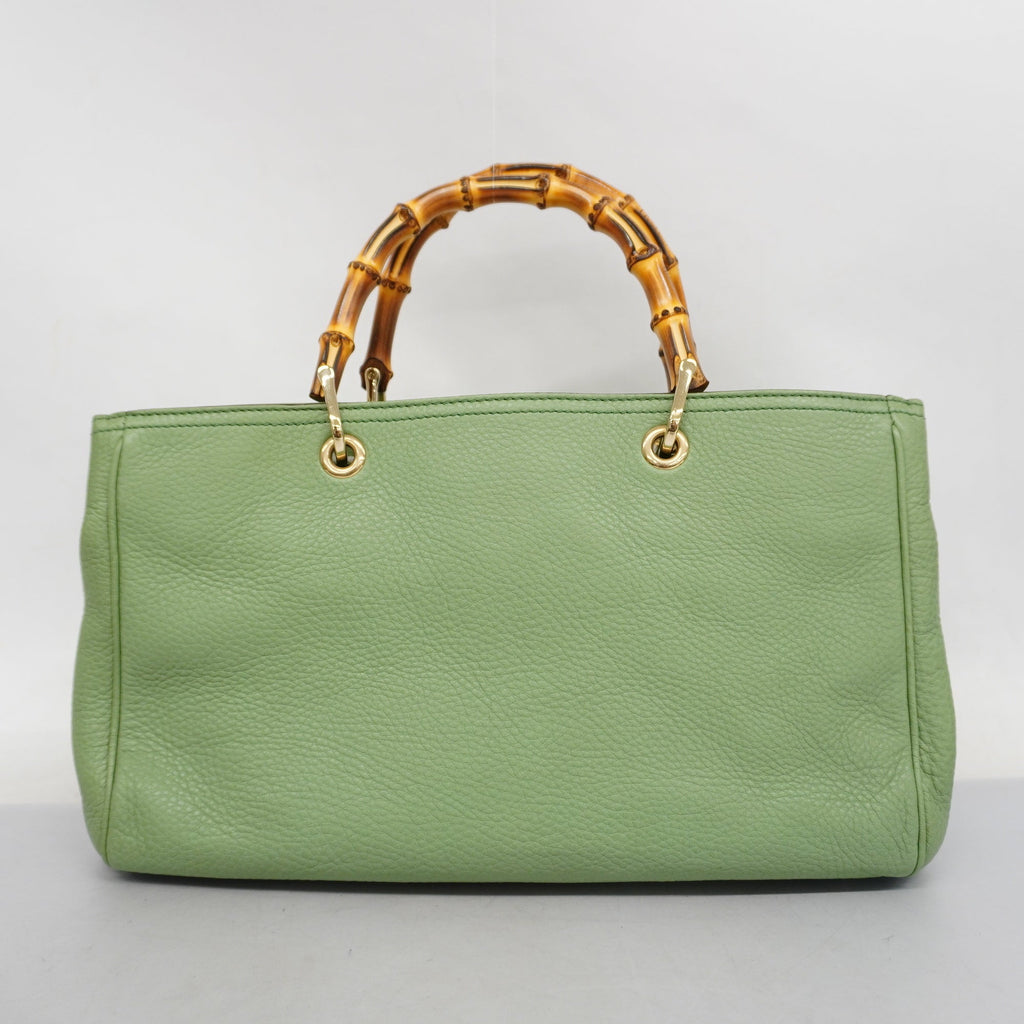 GUCCI  Bamboo 2way Bag 323660 Leather Handbag,Shoulder Bag Light Green