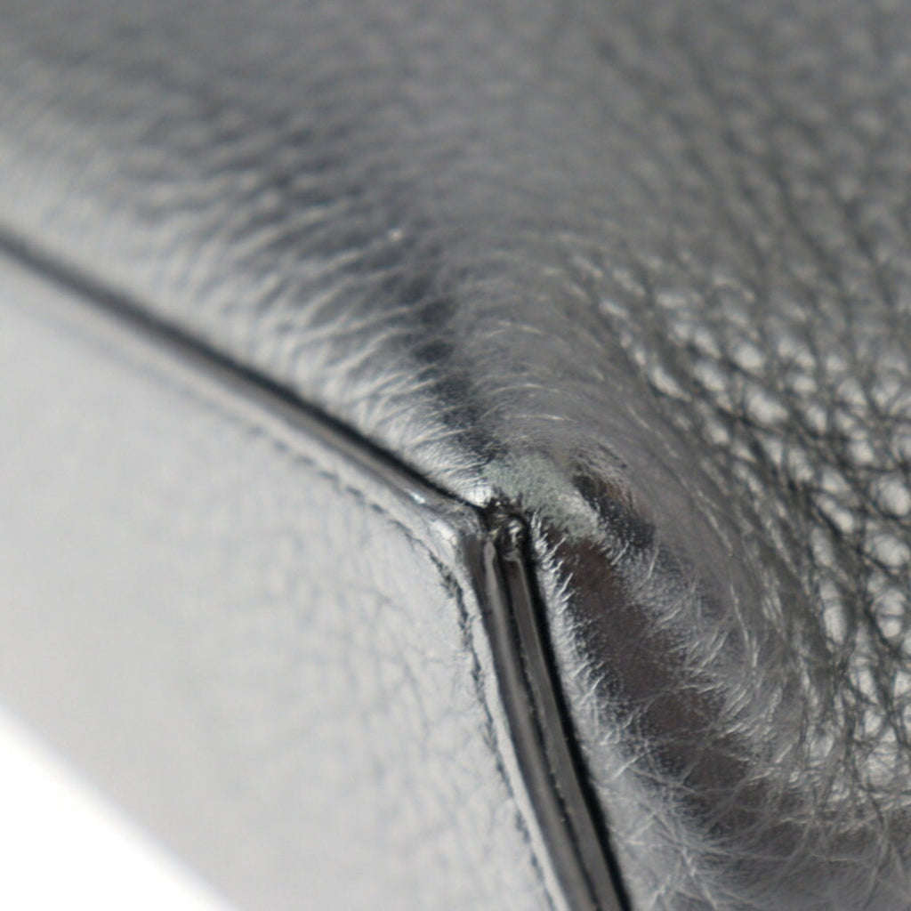 FENDI Visor Way Selleria Business Bag 7VA458 Leather Black Blue Yellow Silver Hardware 2WAY Shoulder