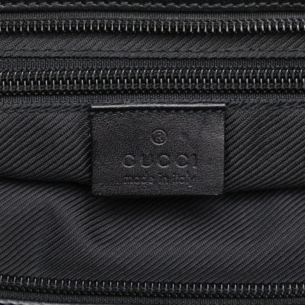 GUCCI tote bag handbag 34339 black canvas leather ladies