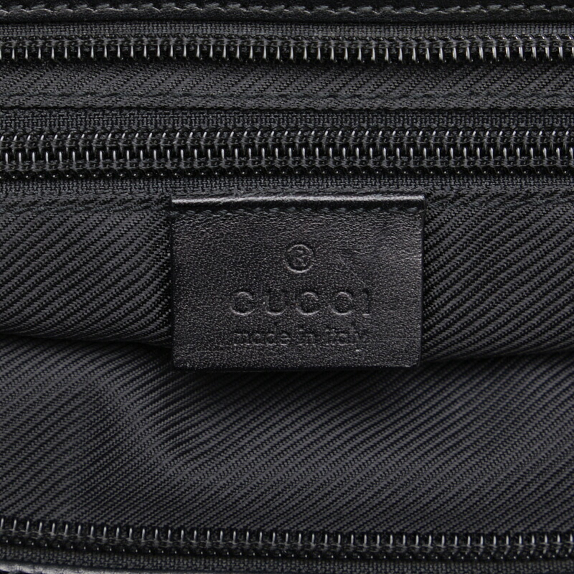 GUCCI tote bag handbag 34339 black canvas leather ladies