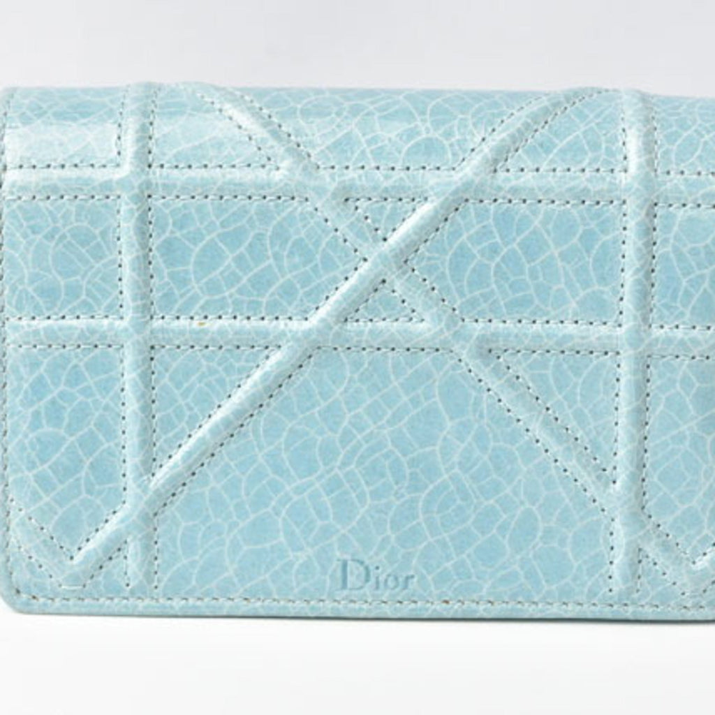 Christian Dior Chain Pouch Cannage Patent Leather Light Blue