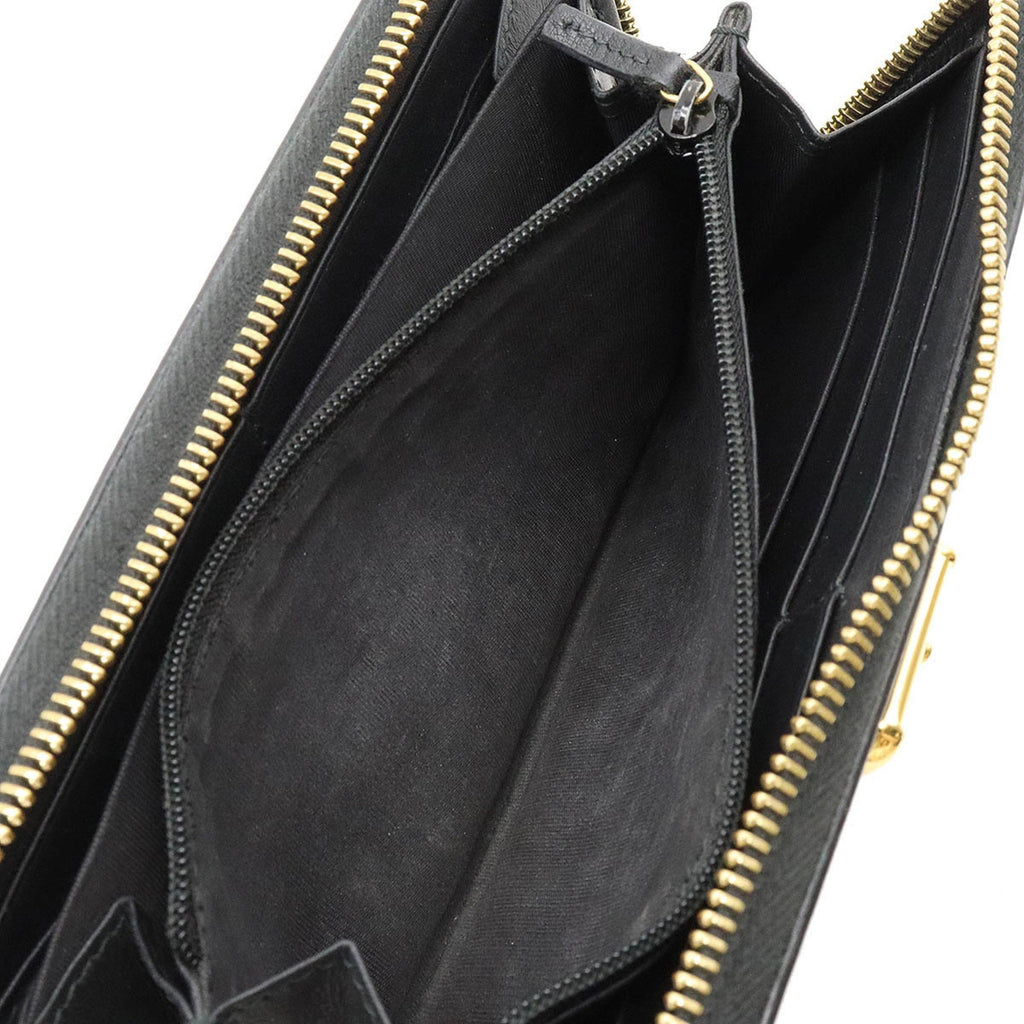 GUCCI SYLVIE Zip Around Round Long Wallet Leather Black 476083