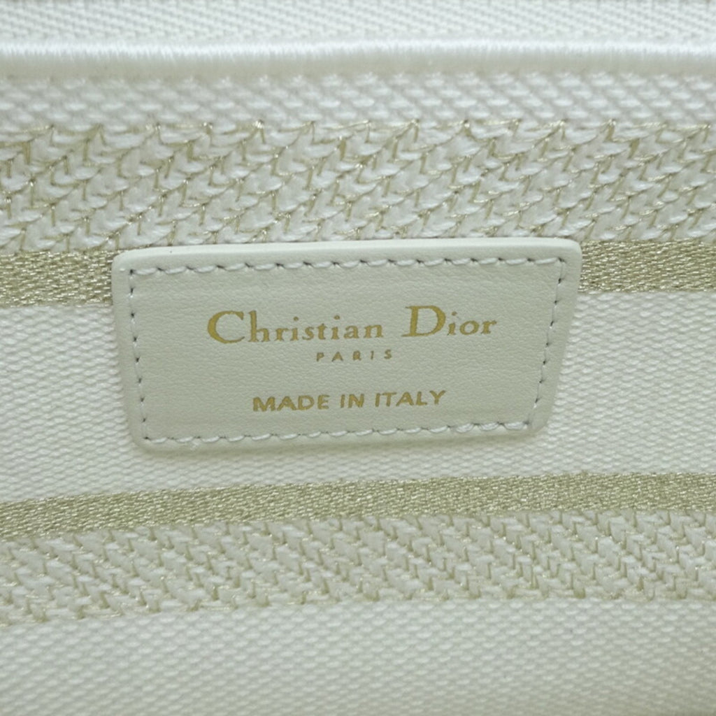 CHRISTIAN DIOR Lady D-LITE Medium 2022 Limited Ladies Handbag Toile White/Gold
