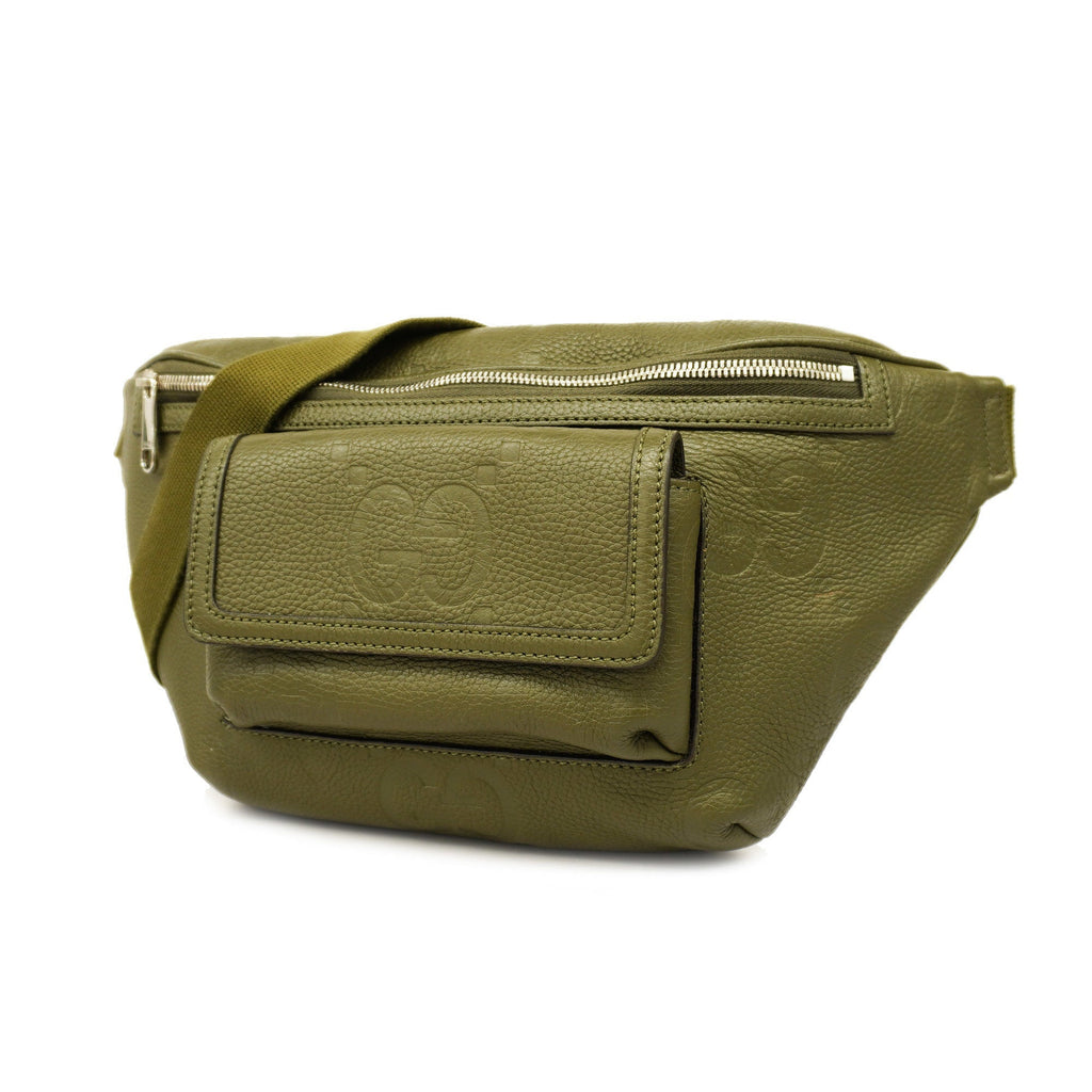 GUCCI  Jumbo GG 645093 Men's Leather Sling Bag Khaki