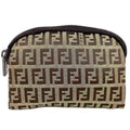 FENDI Pouch Beige Brown Zucchino 7N0003 Canvas Leather  FF Women's