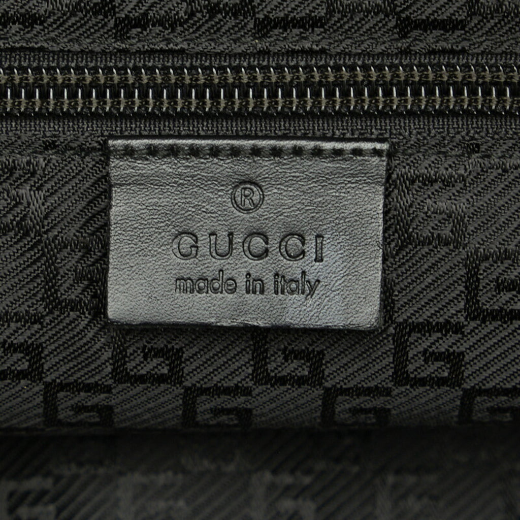 GUCCI Embossed Handbag Tote Bag 019 0401 Red Black Nylon Leather Women's