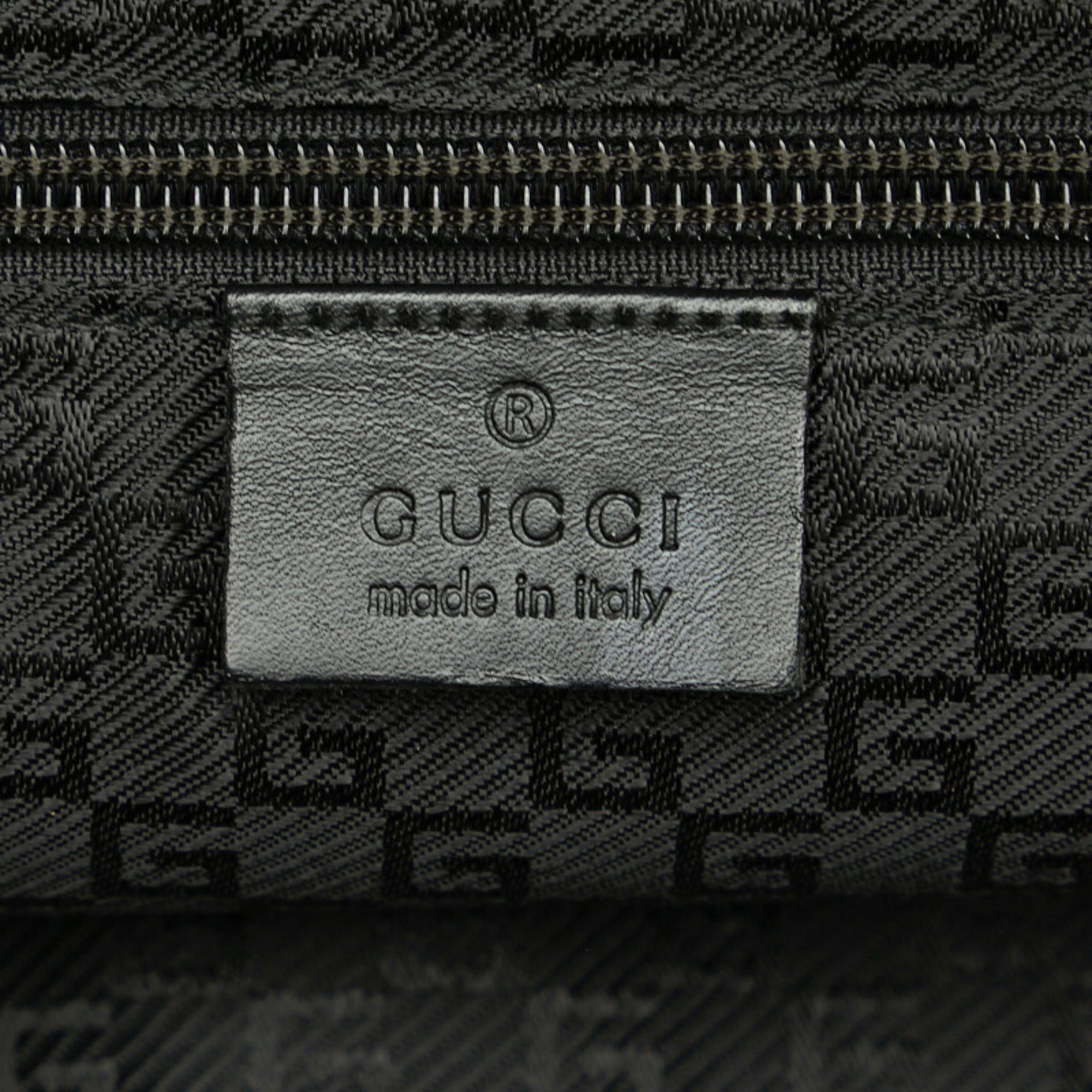GUCCI Embossed Handbag Tote Bag 019 0401 Red Black Nylon Leather Women's