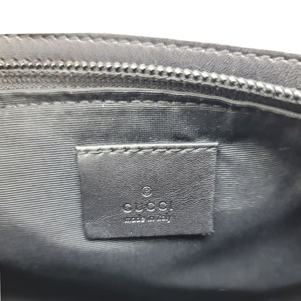 GUCCI 07198 Gray Black Pouch Handbag Back Canvas Leather Women Men Unisex