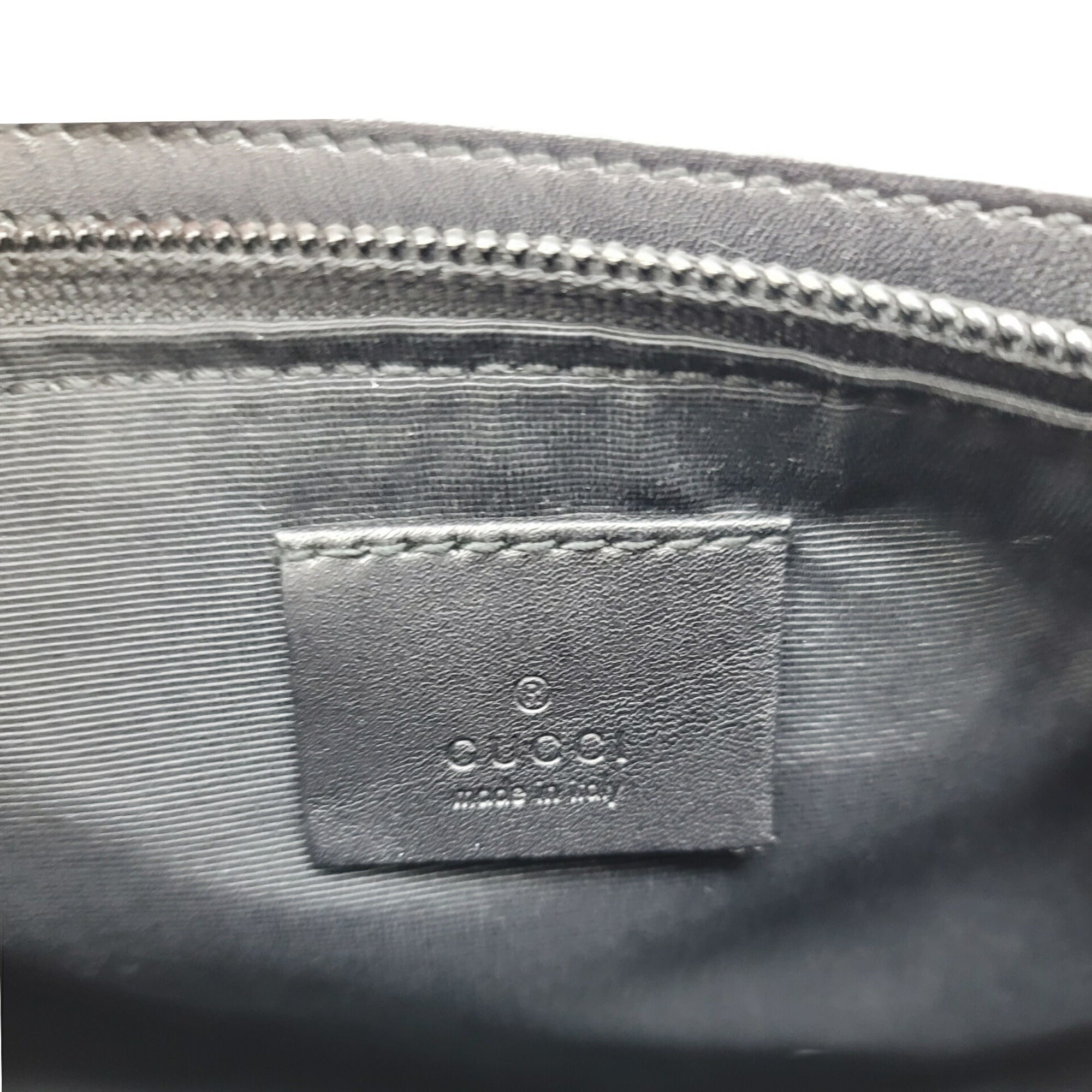 GUCCI 07198 Gray Black Pouch Handbag Back Canvas Leather Women Men Unisex
