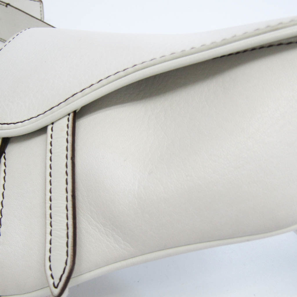 CHRISTIAN DIOR Saddle Bag Women's Leather Fanny Pack White