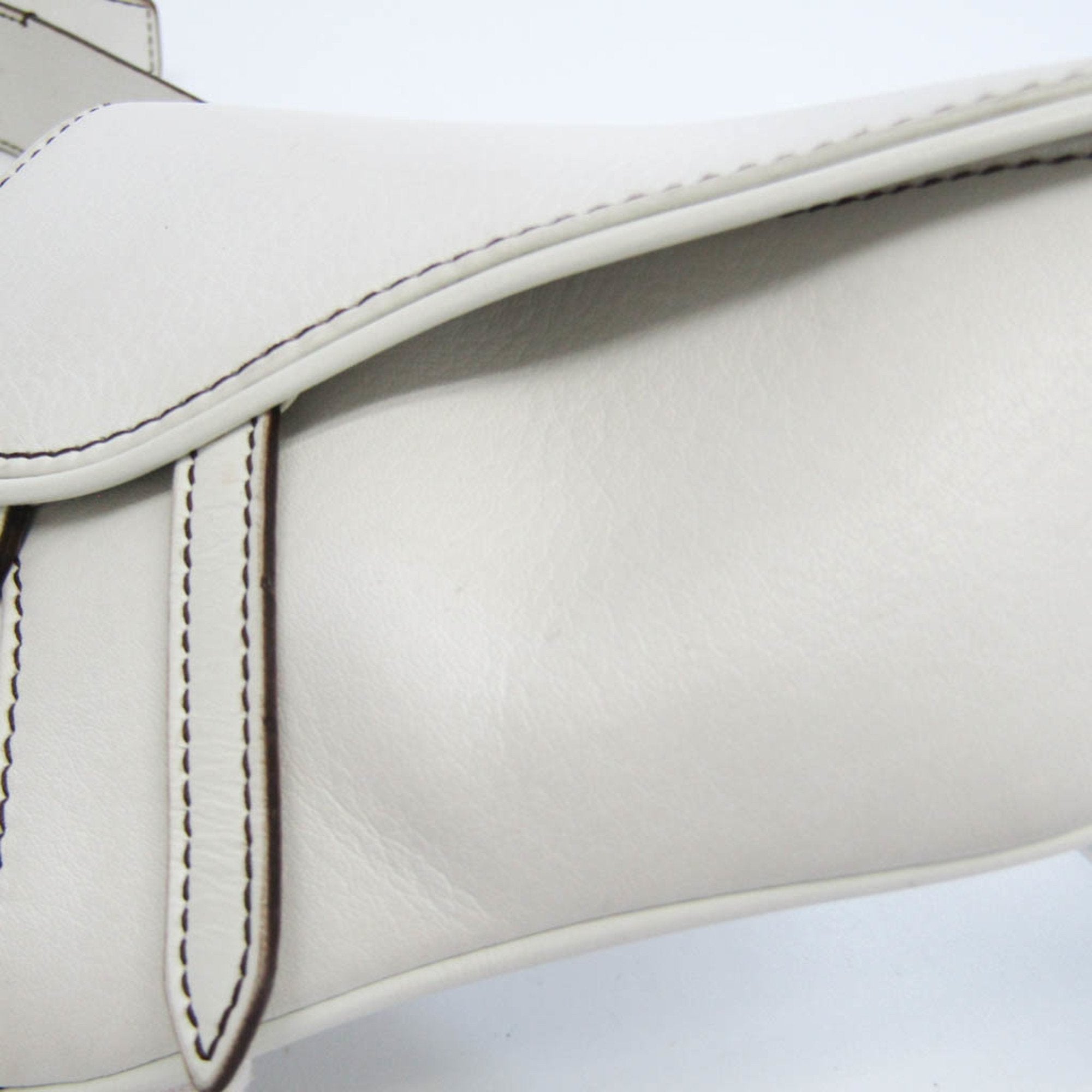CHRISTIAN DIOR Saddle Bag Women's Leather Fanny Pack White