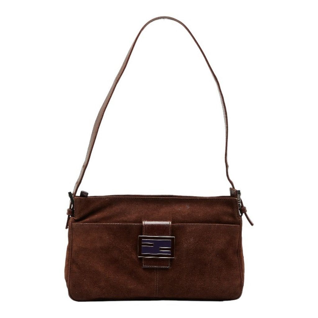 FENDI mamma bucket one shoulder bag brown canvas leather ladies