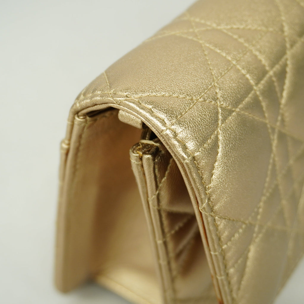 CHRISTIAN DIOR  Cannage/Lady Dior Women's Leather Clutch Bag Gold