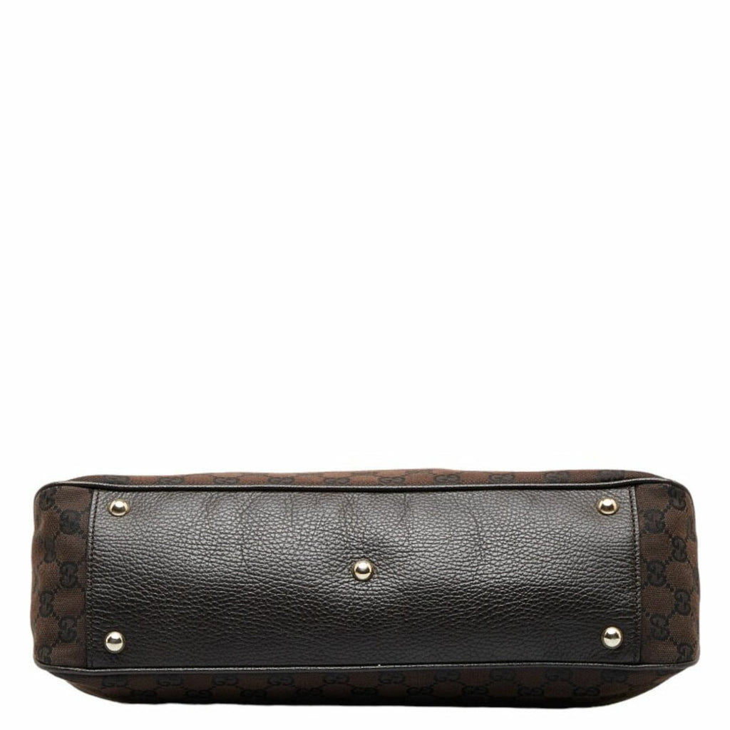 GUCCI GG Canvas Handbag Shoulder Bag 290826 Brown Leather Women's