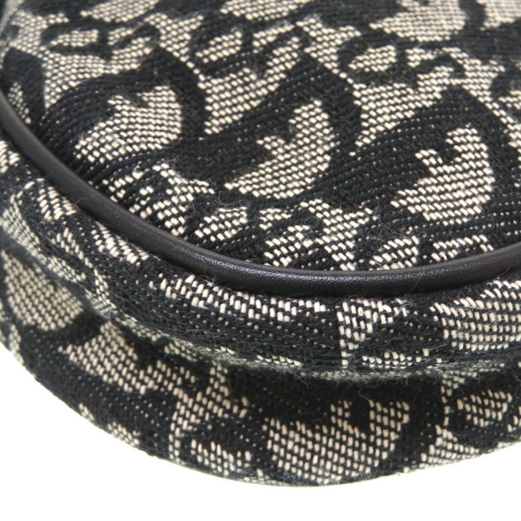 CHRISTIAN DIOR Saddle Pouch Trotter Canvas Black Handbag