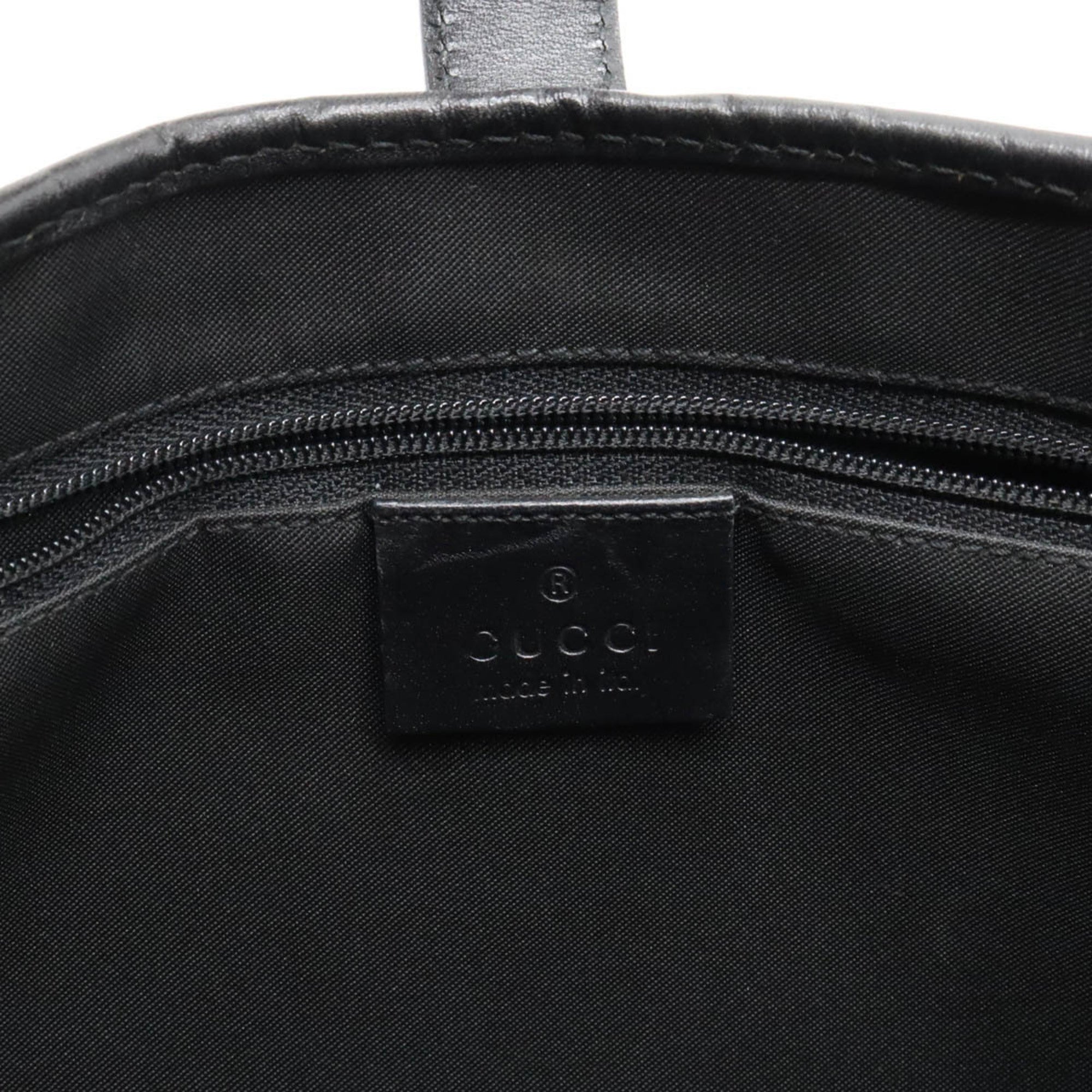 GUCCI GG Canvas Jackie Line Shoulder Bag Leather Black 001.3306.3444
