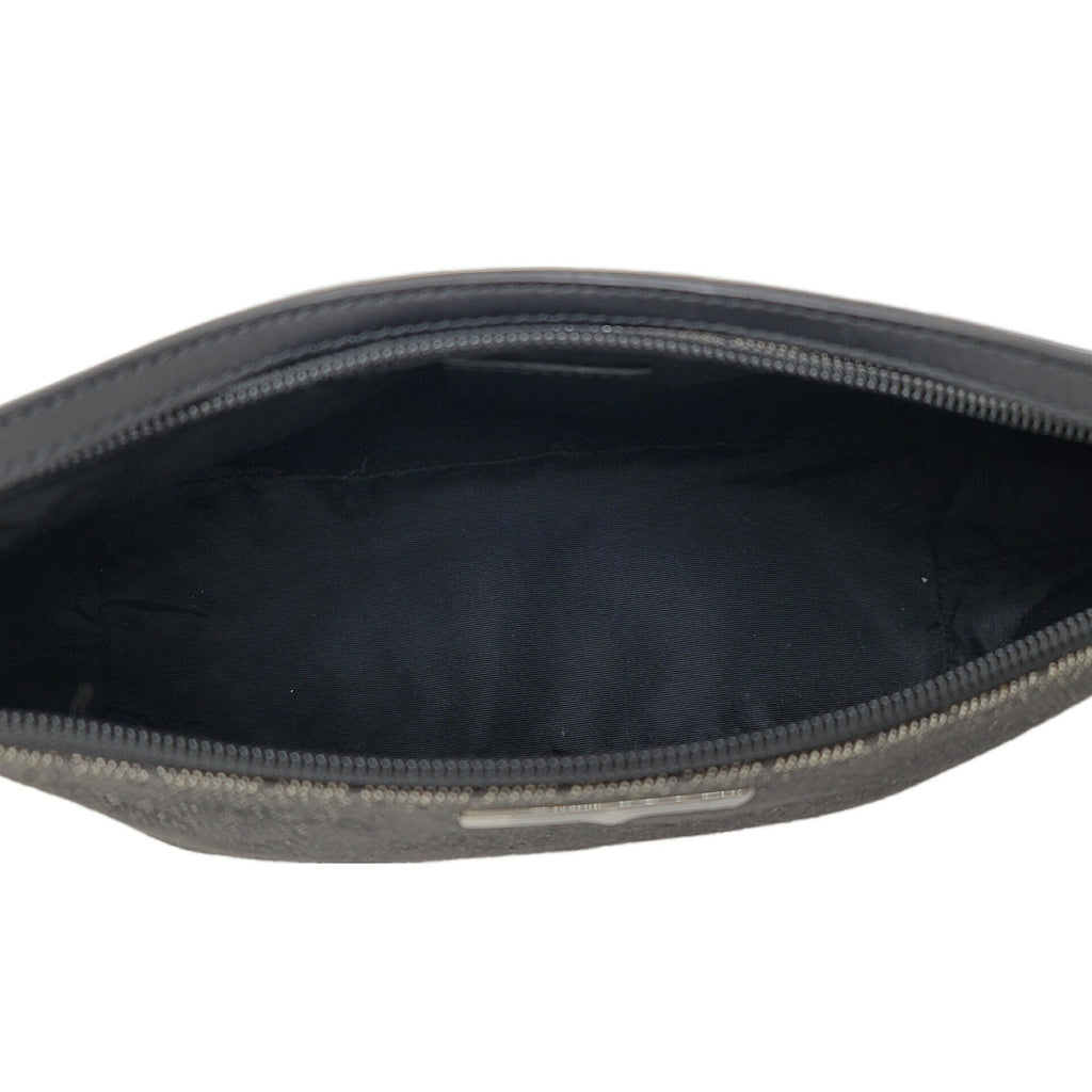 GUCCI 07198 Gray Black Pouch Handbag Back Canvas Leather Women Men Unisex