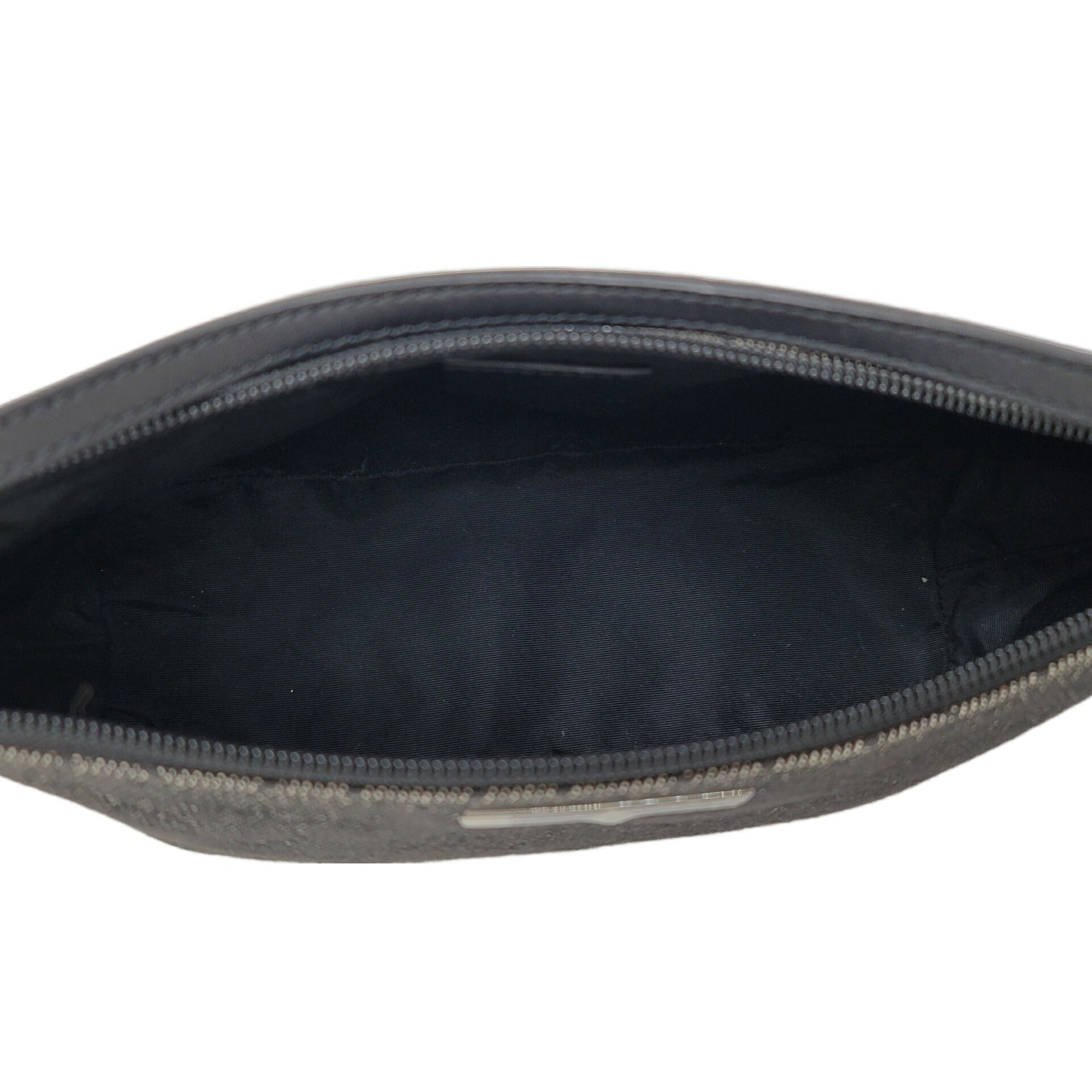 GUCCI 07198 Gray Black Pouch Handbag Back Canvas Leather Women Men Unisex