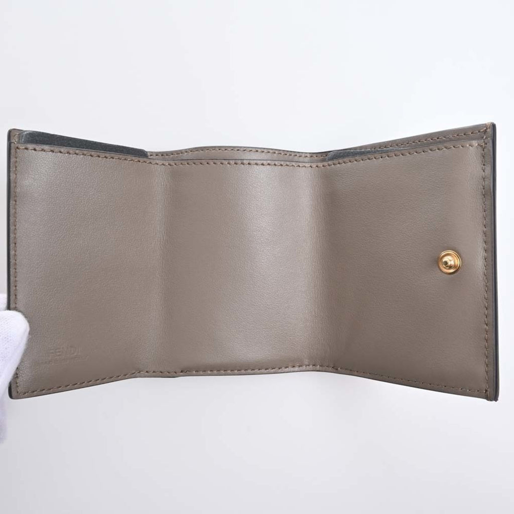FENDI Leather Micro Trifold Wallet 8M0395 Greige Ladies