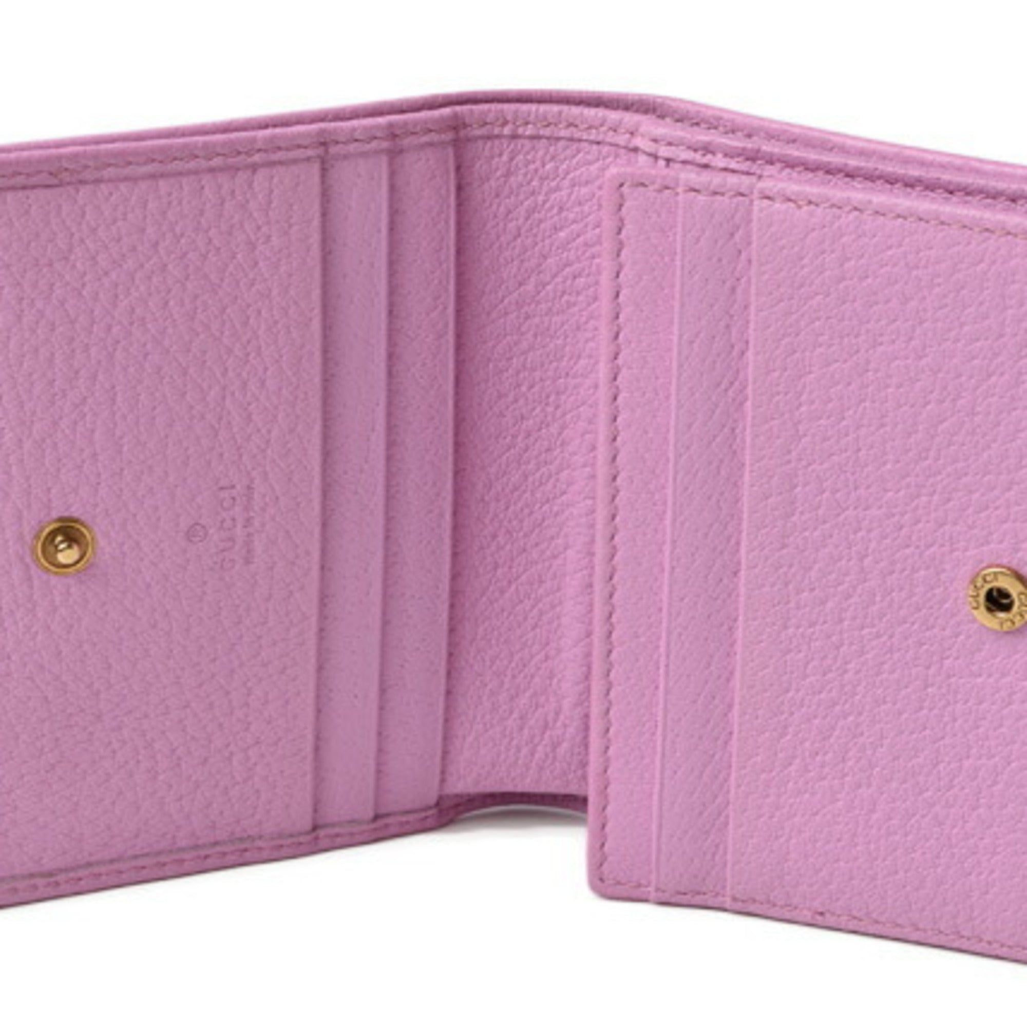Gucci Mini Wallet/Coin Case GUCCI Folding Wallet 499783 GG Marmont Rhinestone Rose Pink