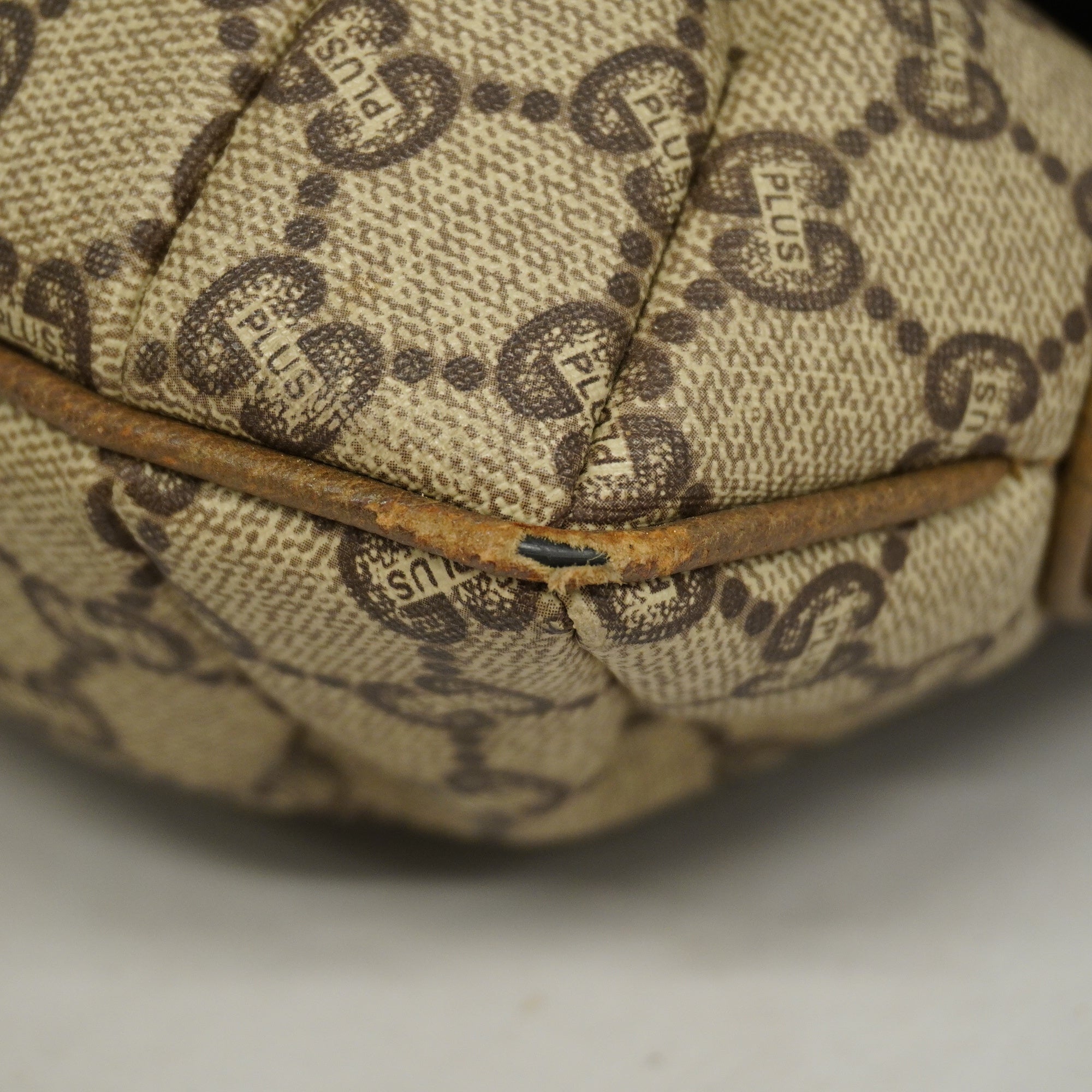 GUCCI  GG Plus 122754 PVC Shoulder Bag Beige,Brown