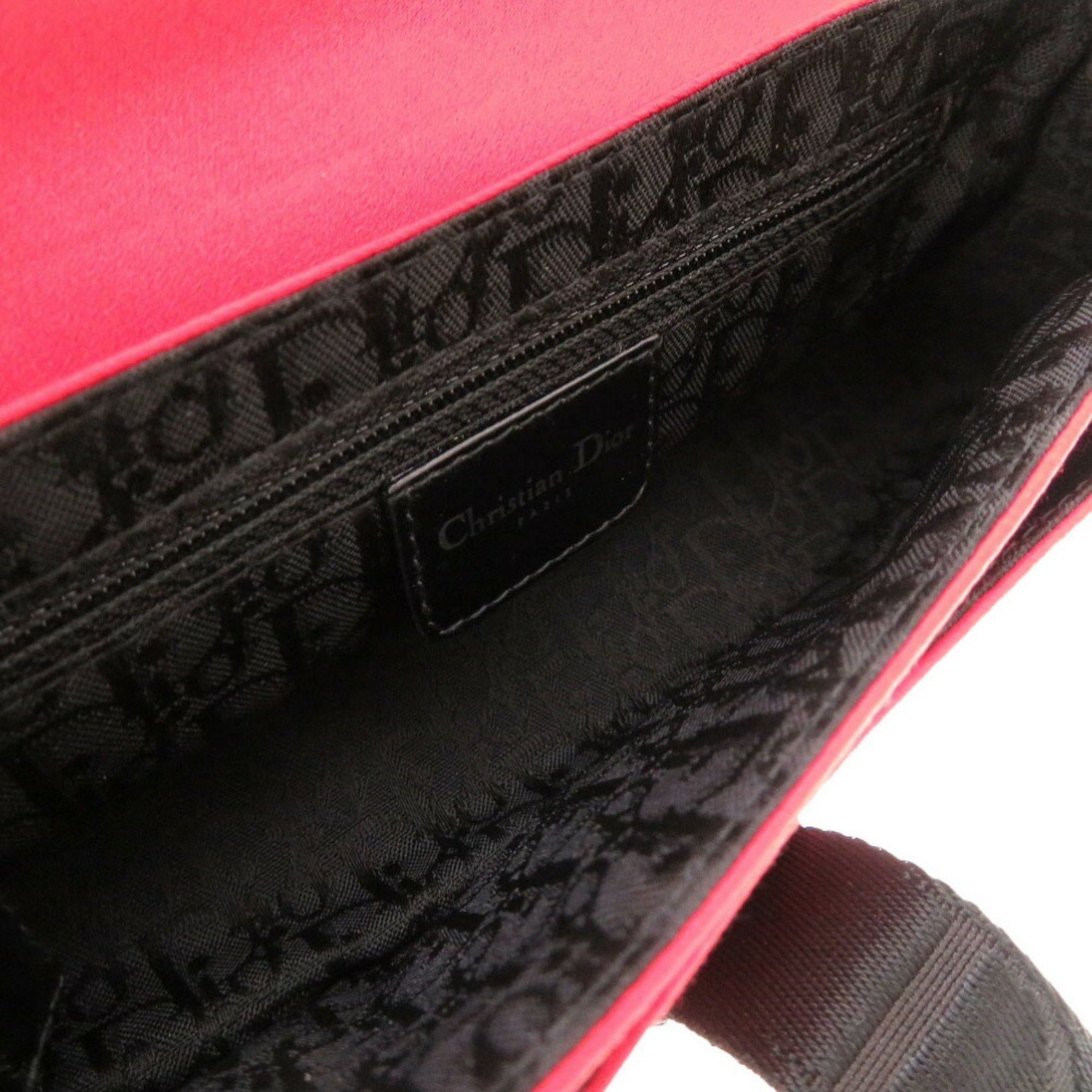 CHRISTIAN DIOR Rhinestone Satin Stone Red Handbag