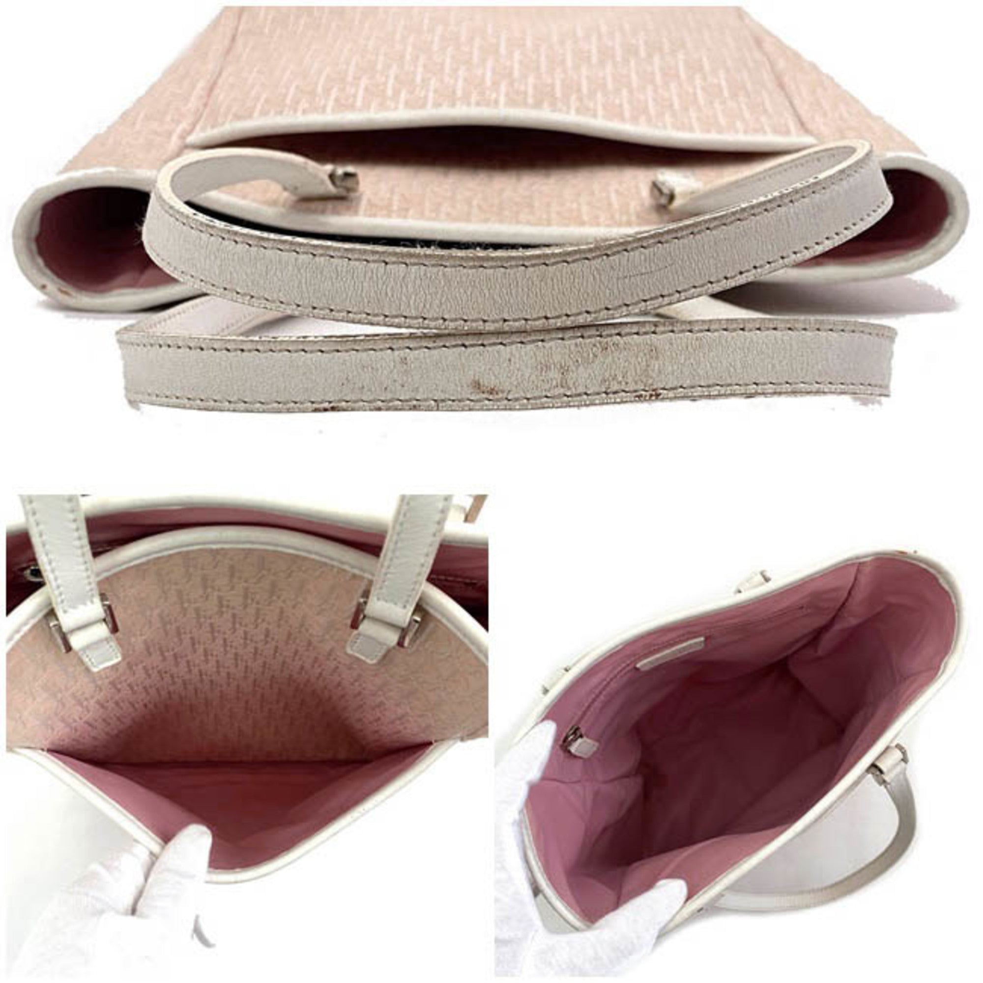 Christian Dior Tote Bag Pink White Trotter 05RU Canvas Leather Ladies CD