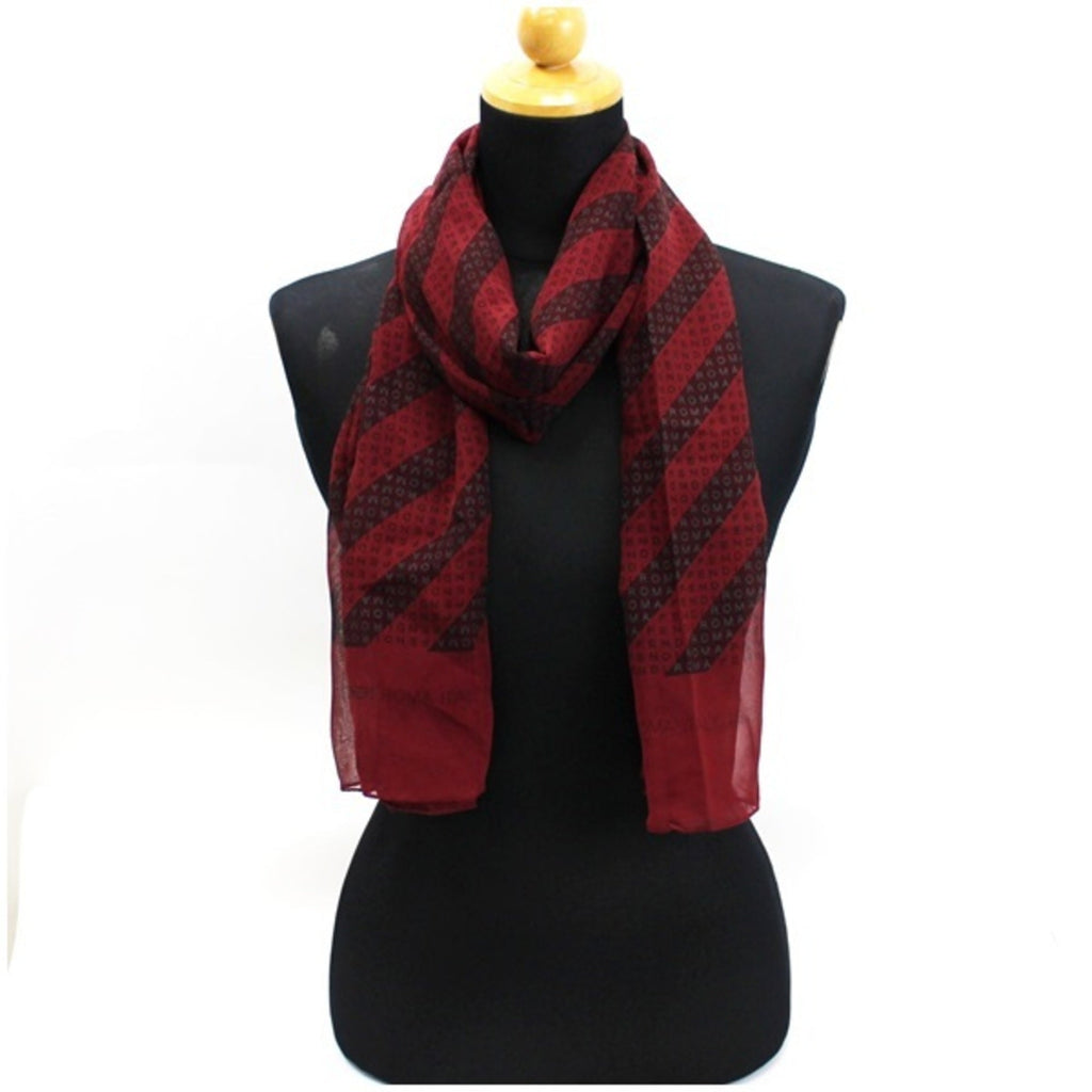 FENDI Silk Scarf Muffler Rectangular Red x Wine Stripe Pattern  Women's