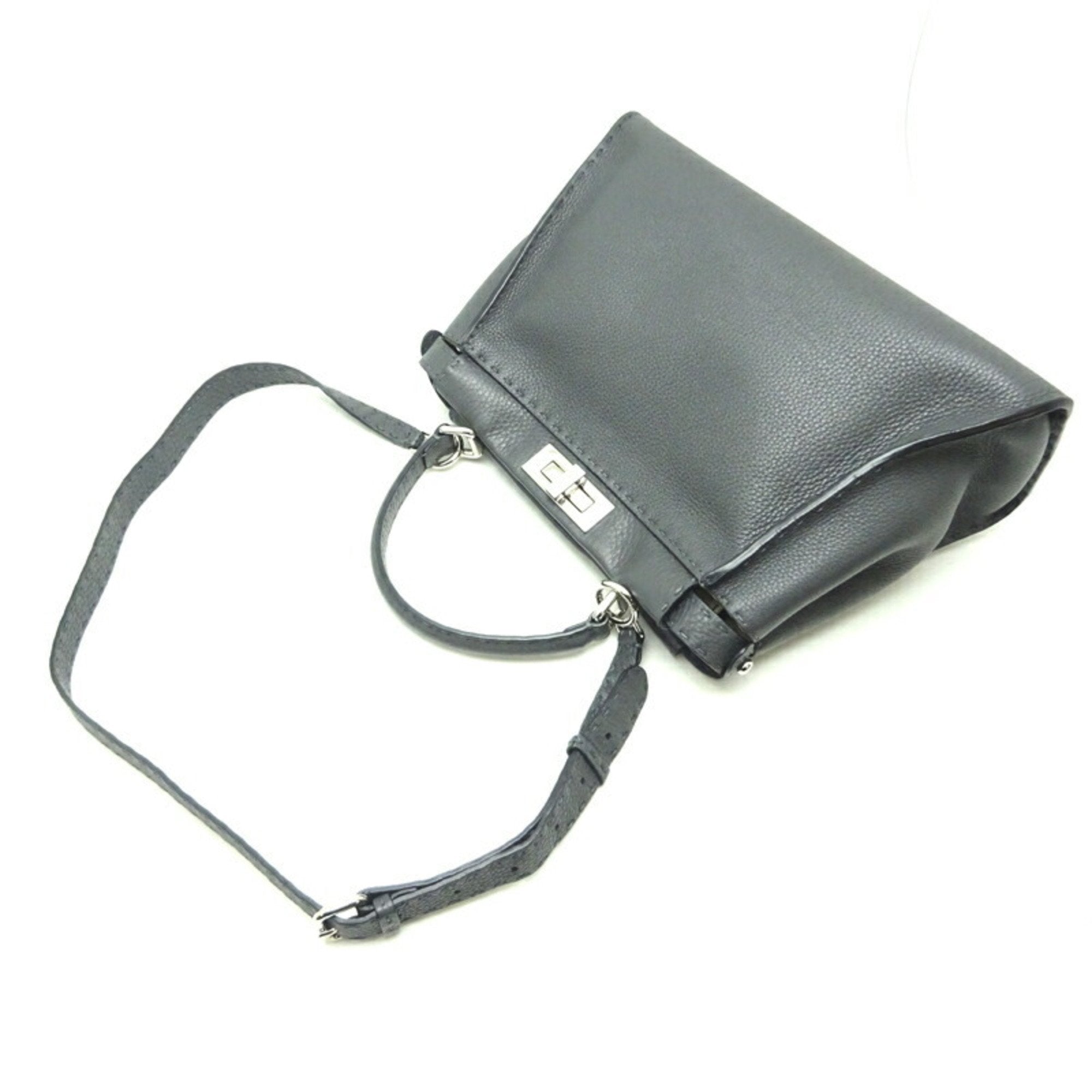 Fendi Peekaboo Medium 2Way Ladies Handbag 8BN290 Selleria Leather Gray