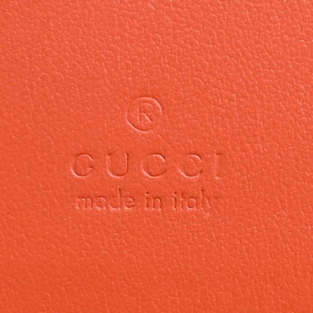 GUCCI GG Matelasse Leather Card Case Bifold Wallet 723786 Orange Ladies