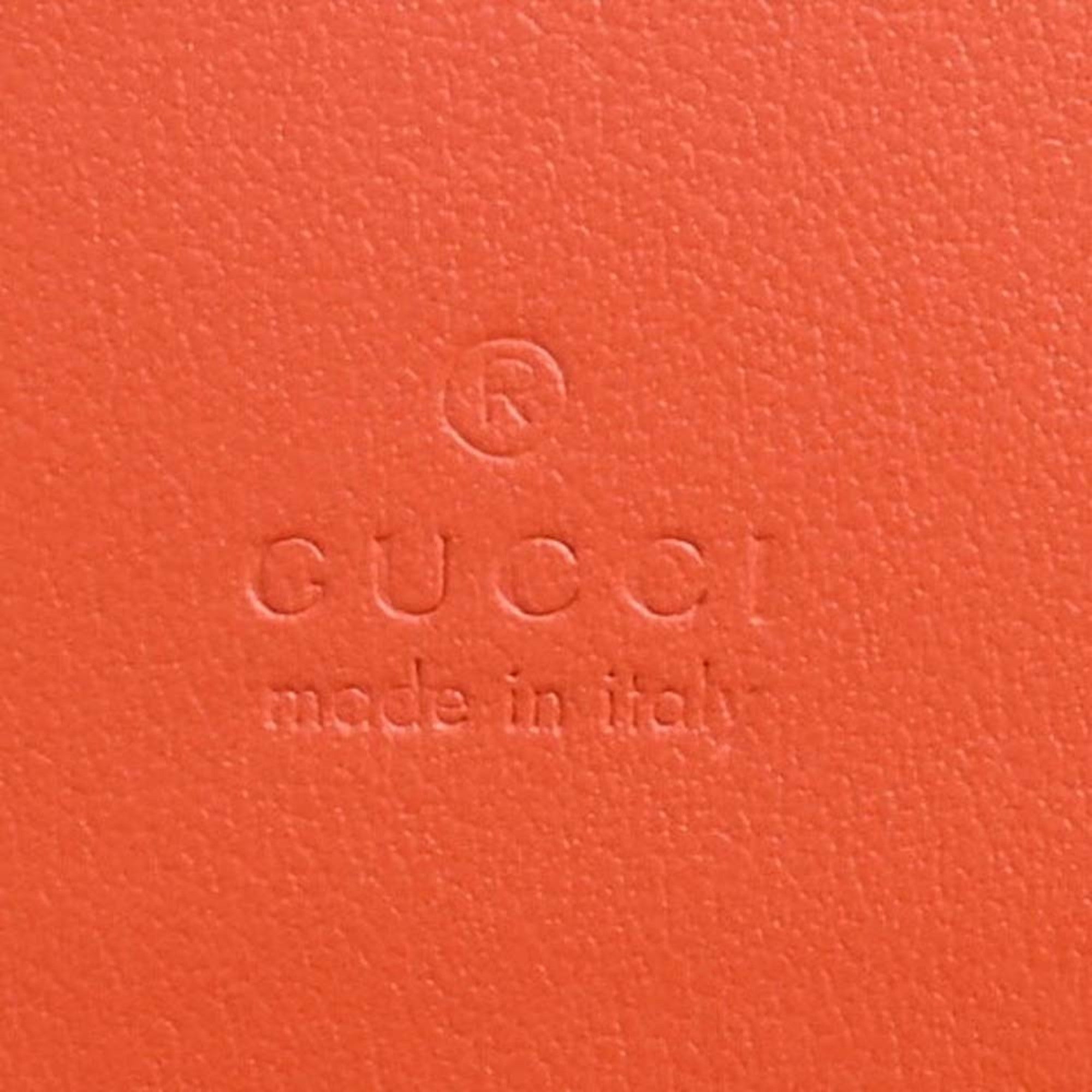 GUCCI GG Matelasse Leather Card Case Bifold Wallet 723786 Orange Ladies