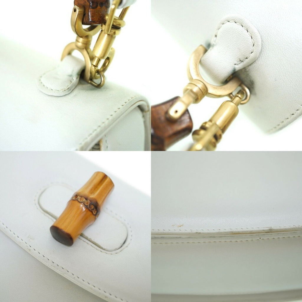 GUCCI bamboo shoulder handbag leather white  strap