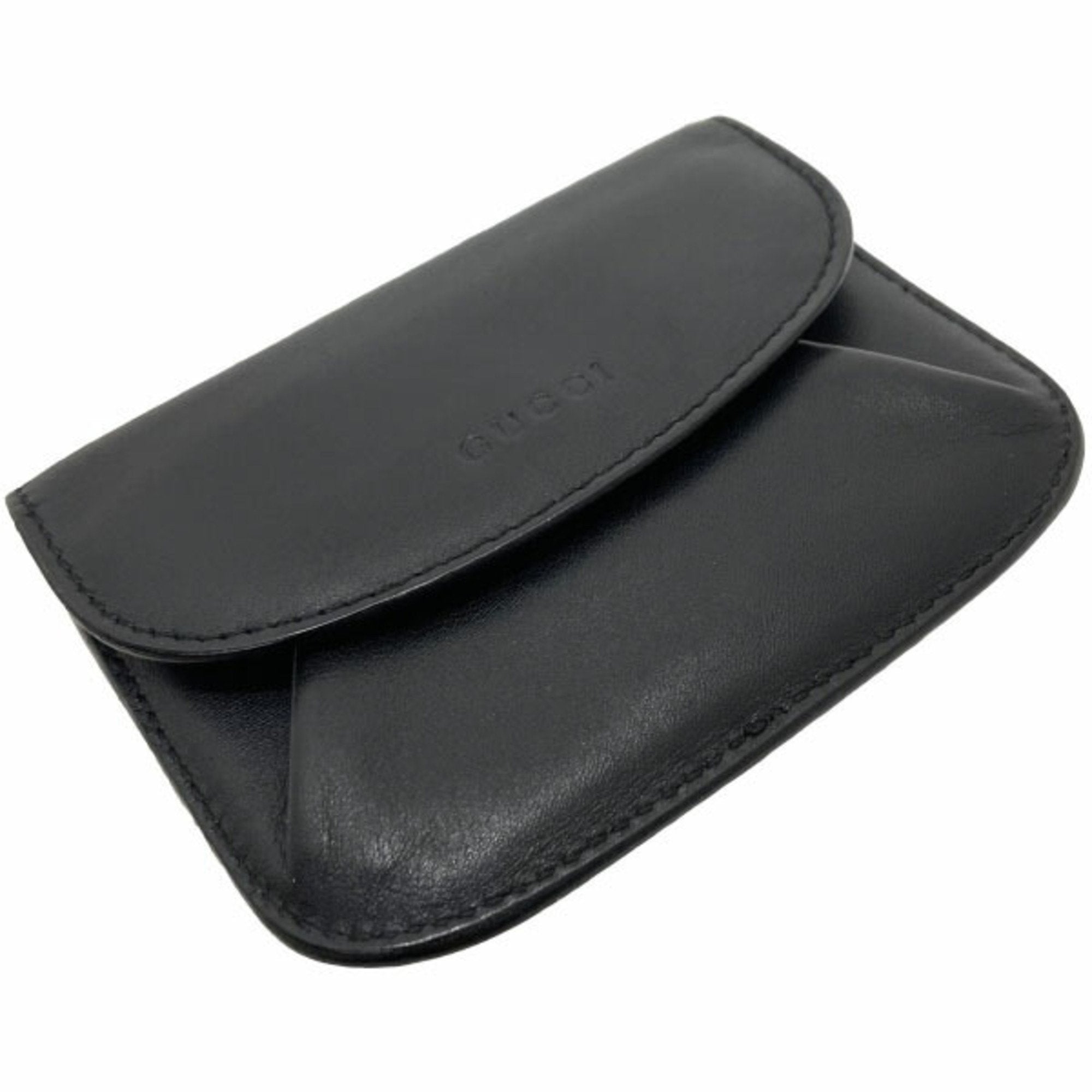 GUCCI 95971 1502 Women's Leather Coin Purse/coin Case Black