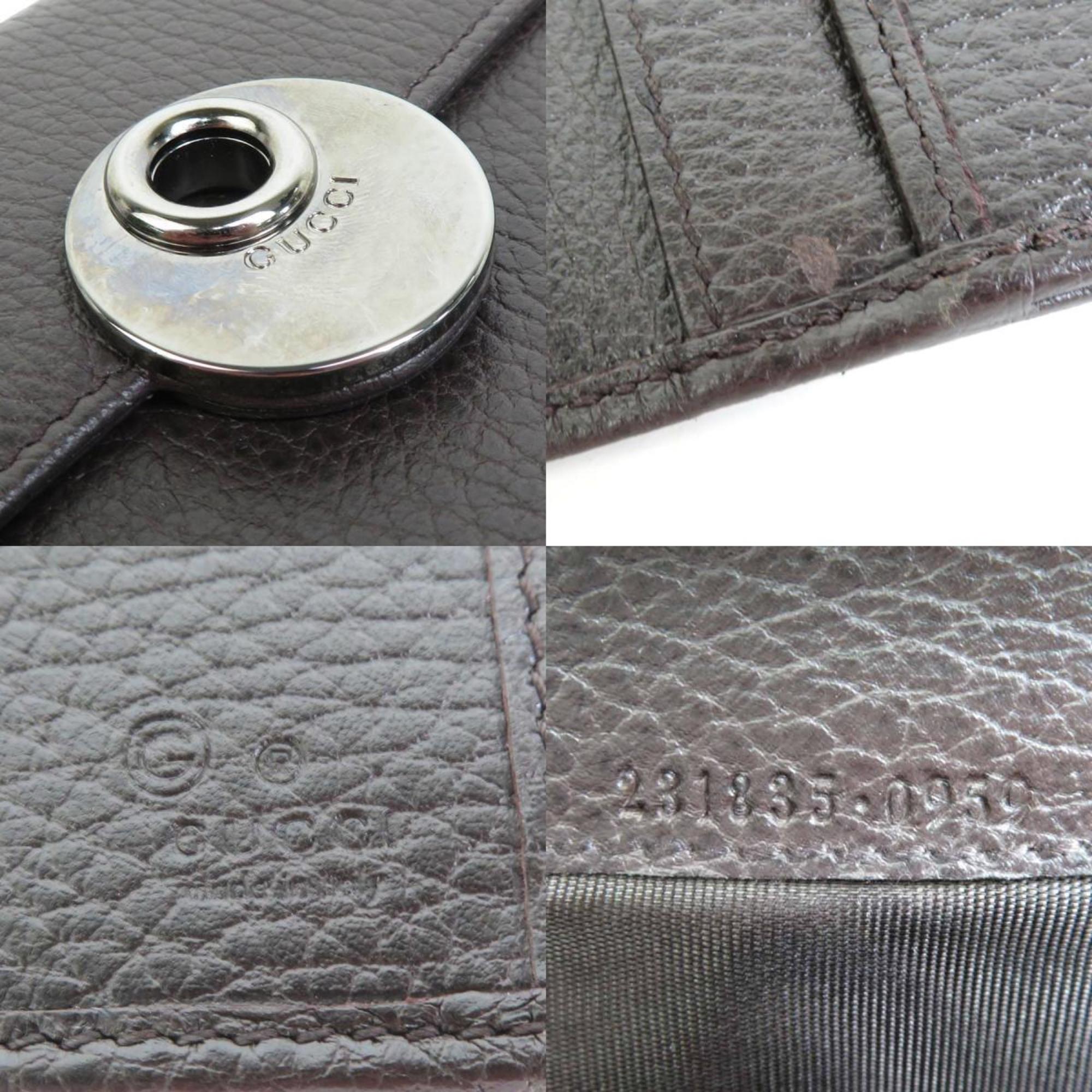 GUCCI Bifold Long Wallet Leather Brown Men's 231835