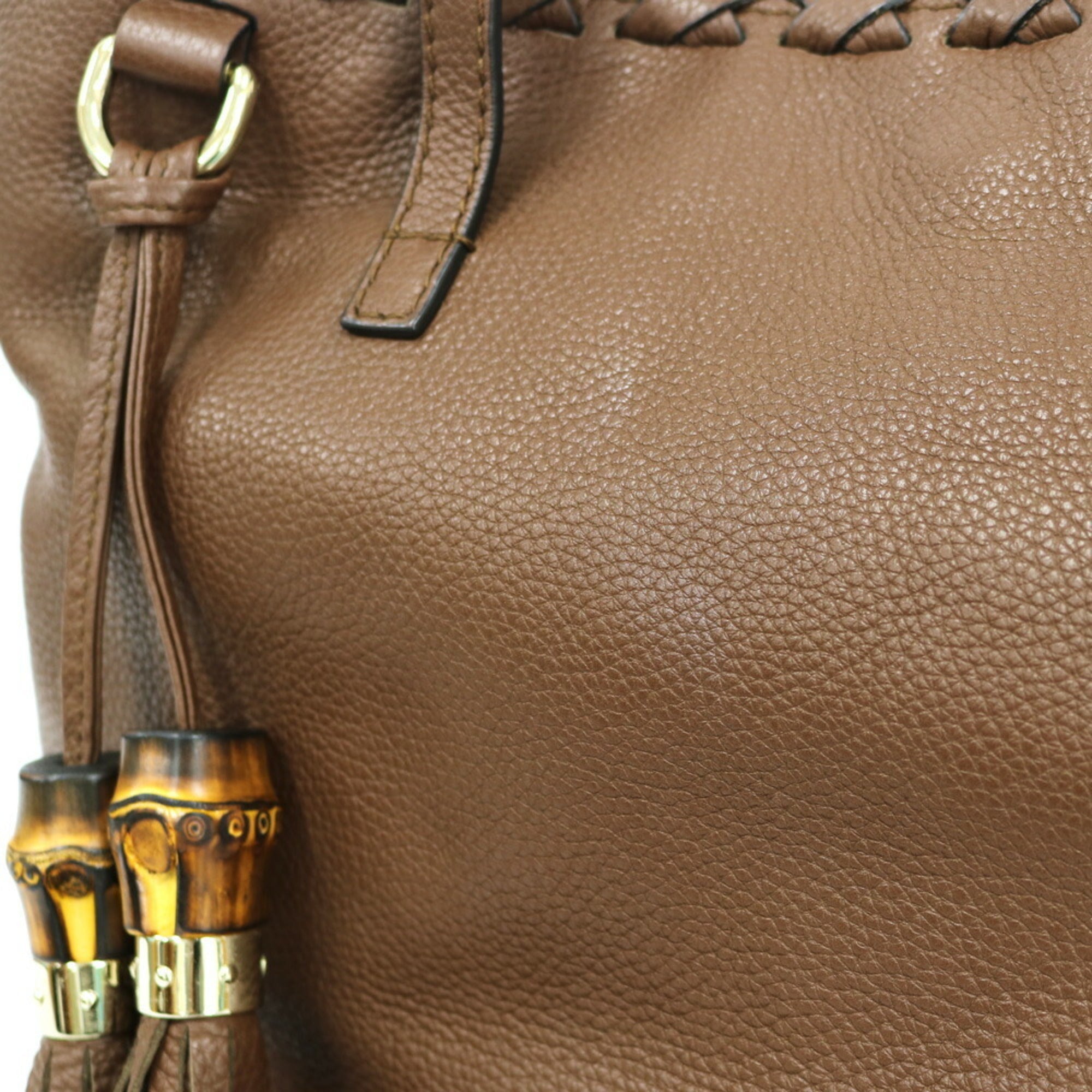 Gucci Shoulder Bag Bamboo Brown Ladies