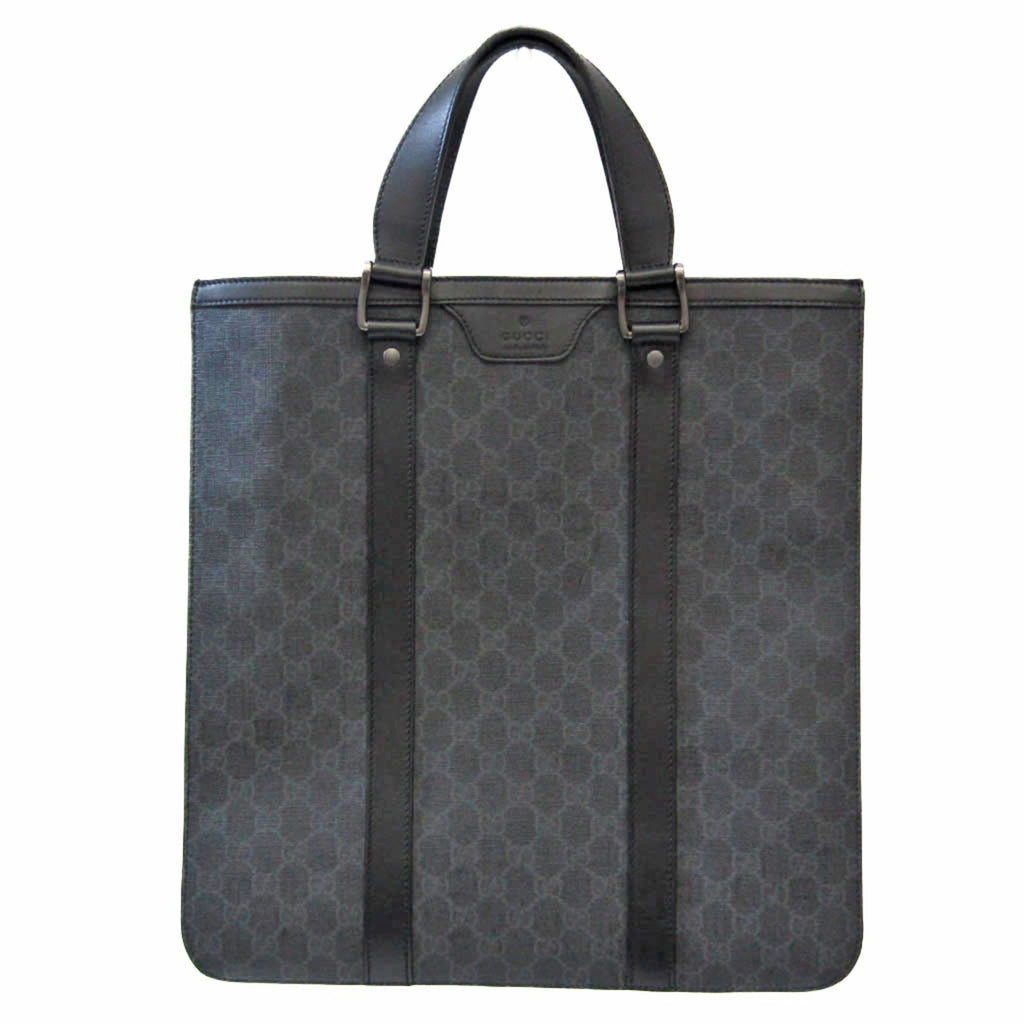GUCCI GG Supreme 322072 Men's Coated Canvas Handbag,Tote Bag Black,Dark Gray