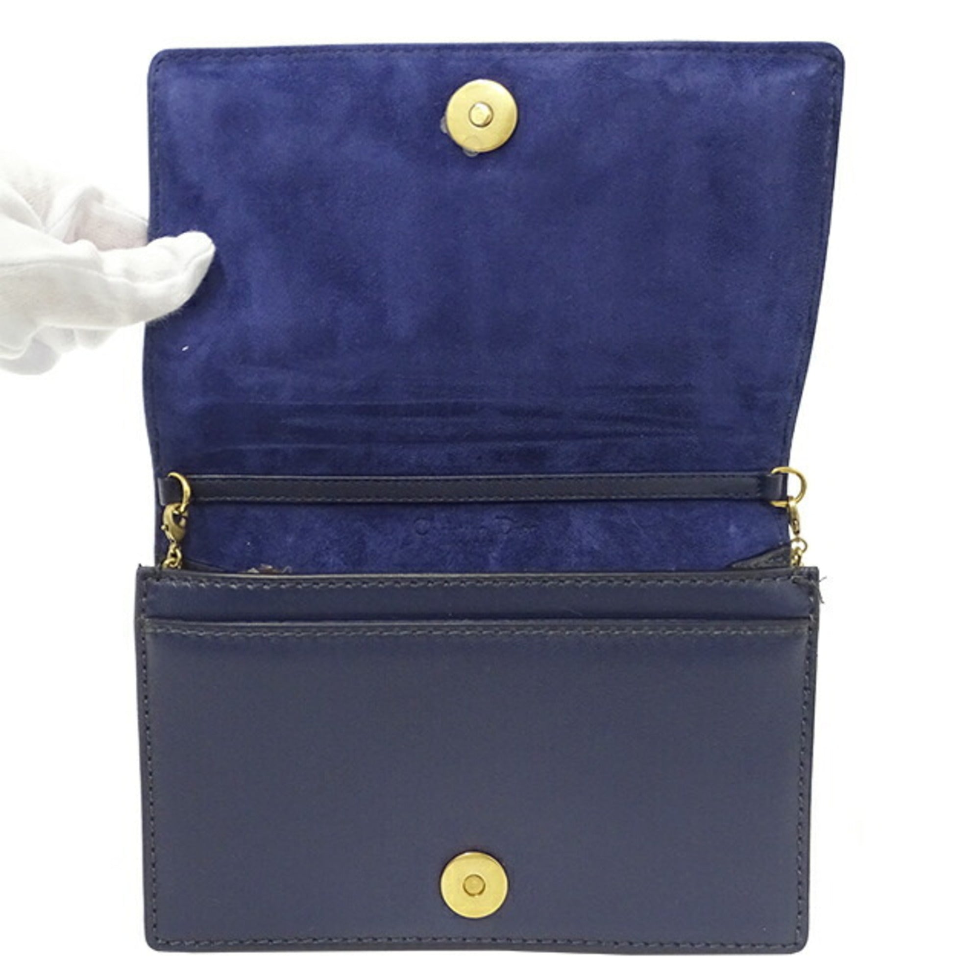 CHRISTIAN DIOR Bag Women's Jadior Shoulder Leather Chain Navy