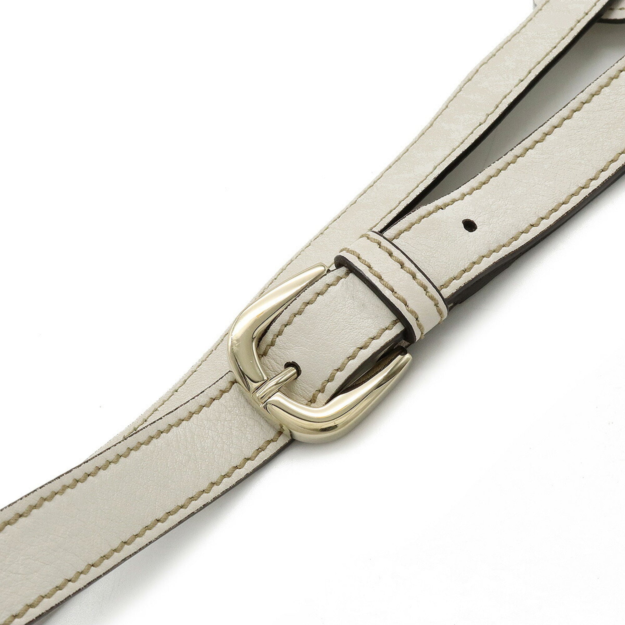 GUCCI GG Canvas Abbey Shoulder Bag Leather Khaki Beige Off-White White 203257