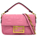 FENDI Baguette Small Pink Gold 8BS017 Leather GP  Shoulder Bag FF Embossed Ladies Chain