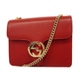 GUCCI  Interlocking G 510304 Women's Leather Shoulder Bag Red Color