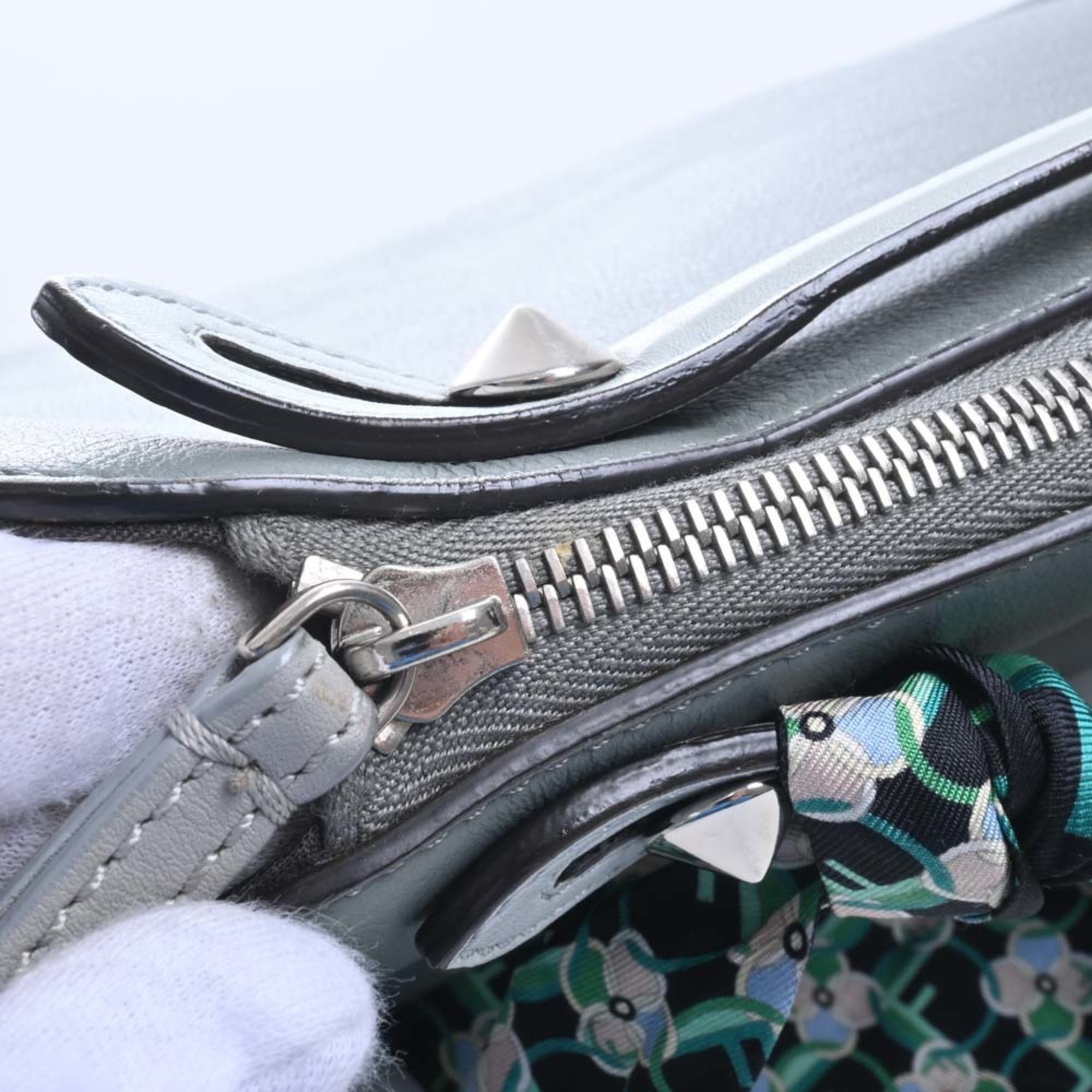 FENDI leather visor way medium handbag with twilly 8BL124 gray ladies