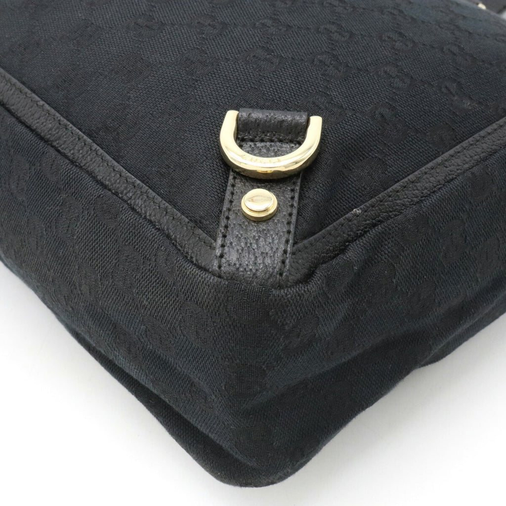 GUCCI Abbey GG Canvas Tote Bag Shoulder Leather Black 141472