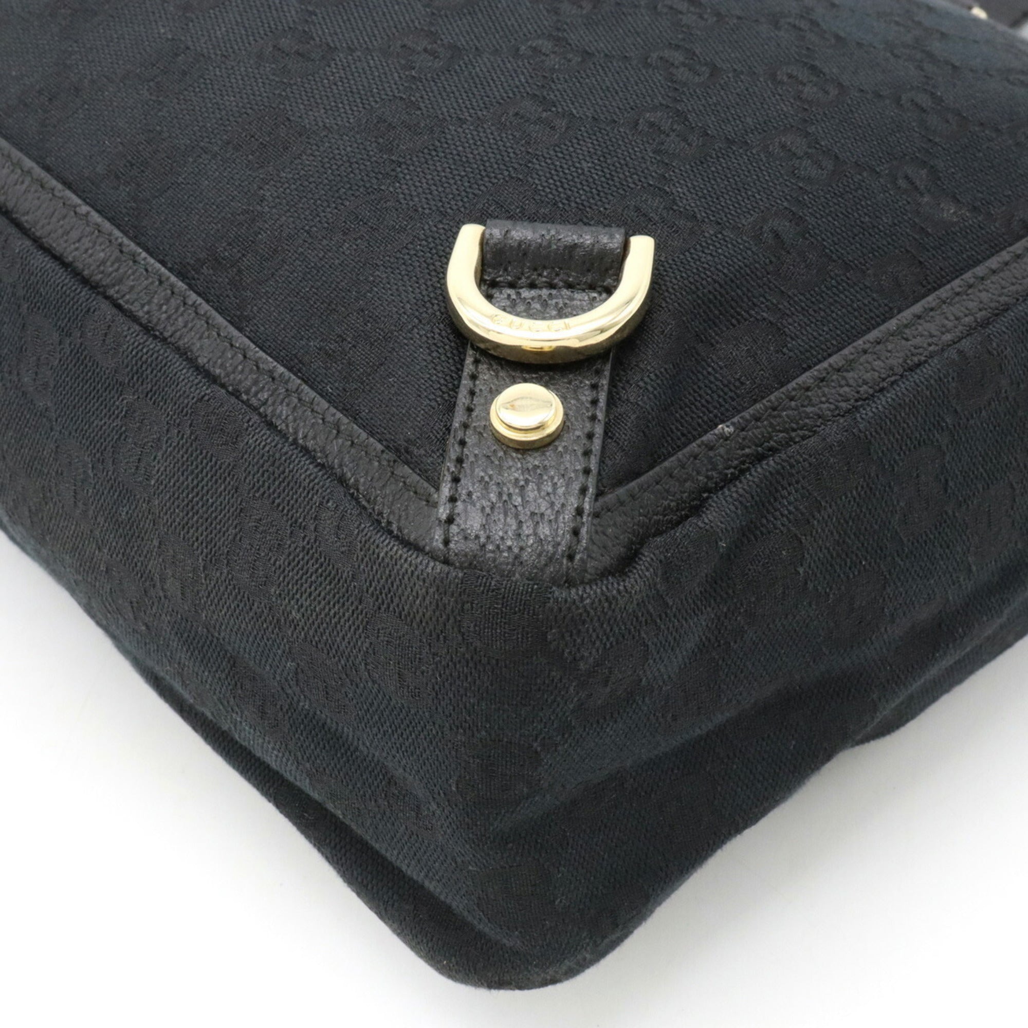 GUCCI Abbey GG Canvas Tote Bag Shoulder Leather Black 141472
